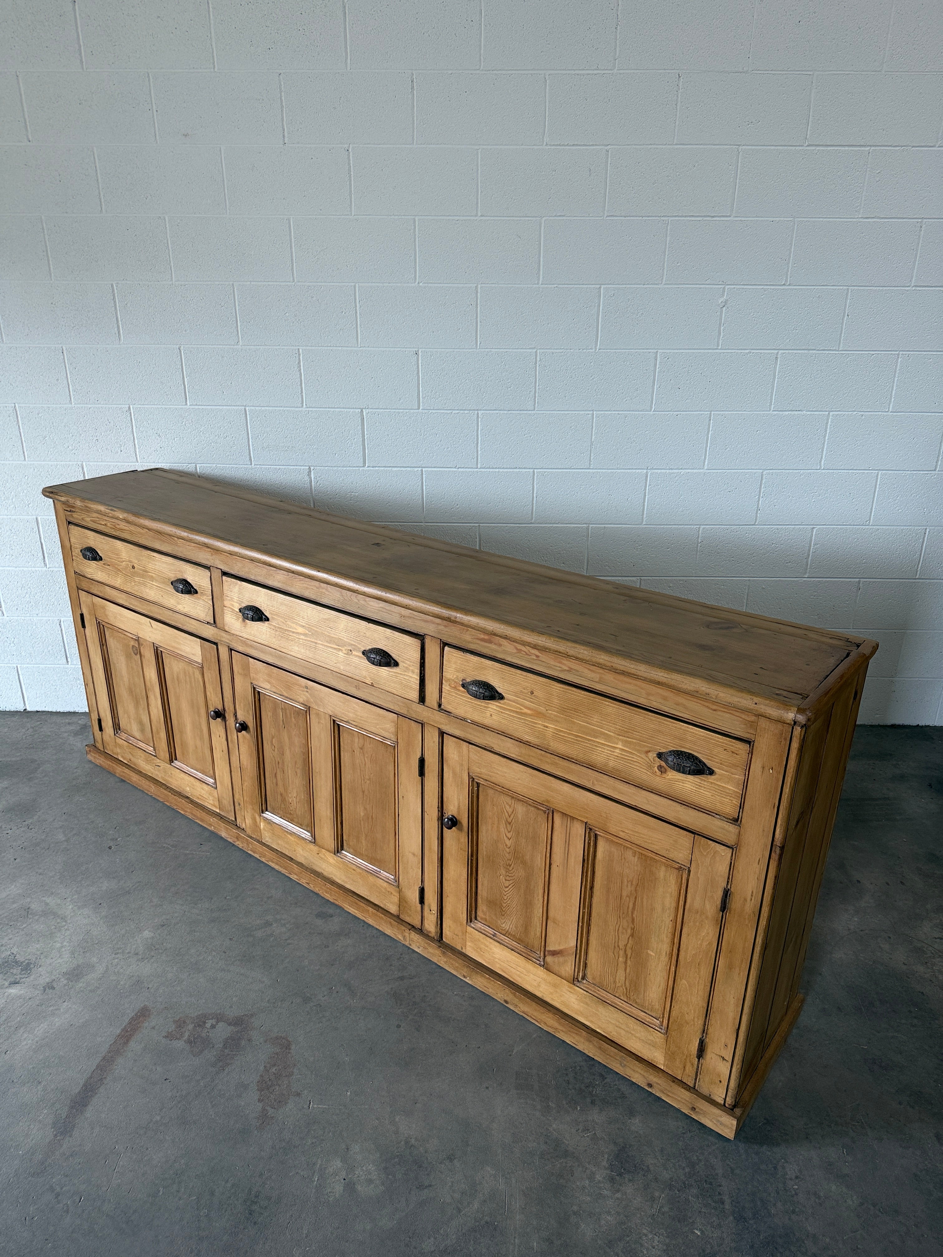Monumental antique pine sideboard