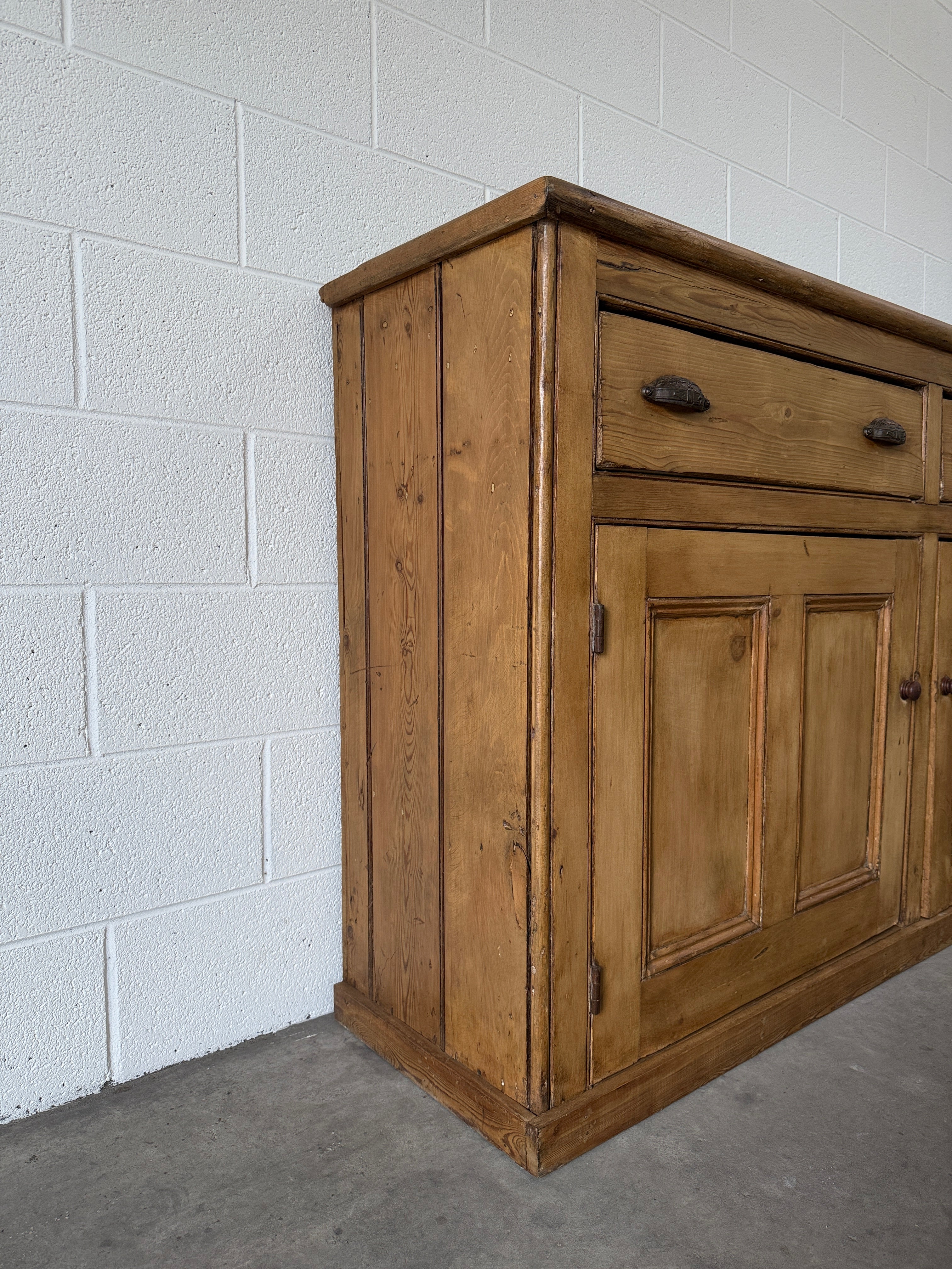 Monumental antique pine sideboard