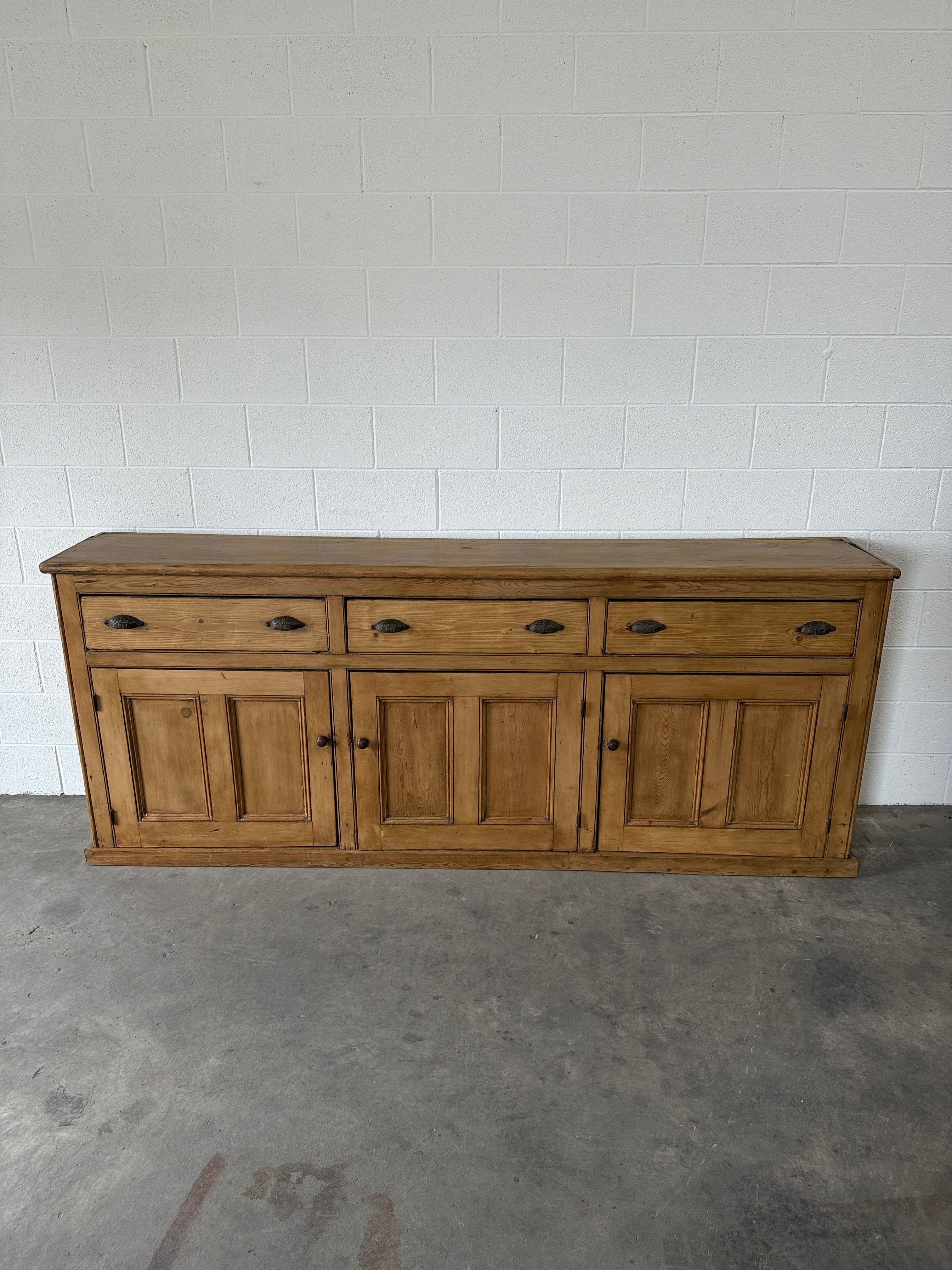 Monumental antique pine sideboard