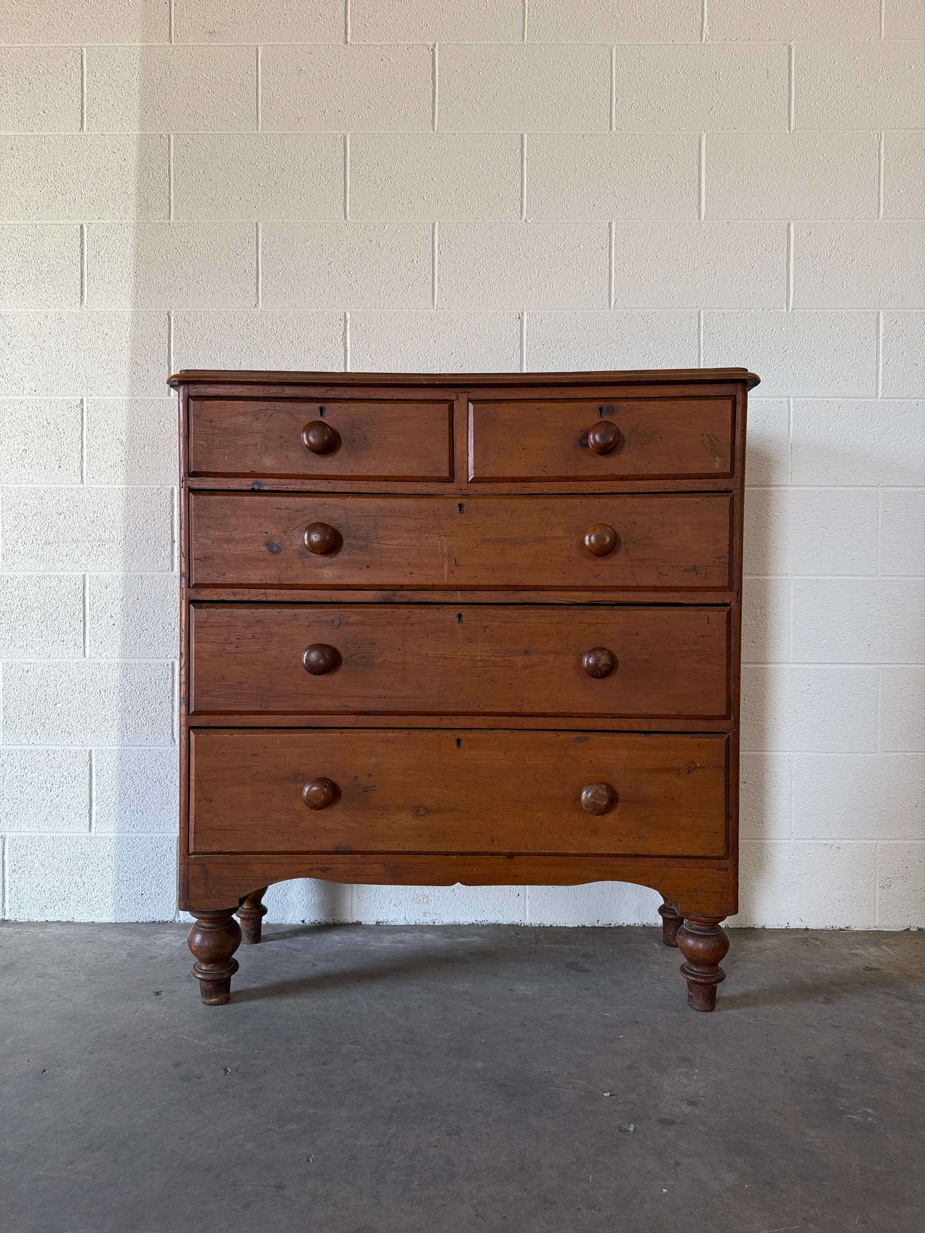Antique English pine chest of drawers