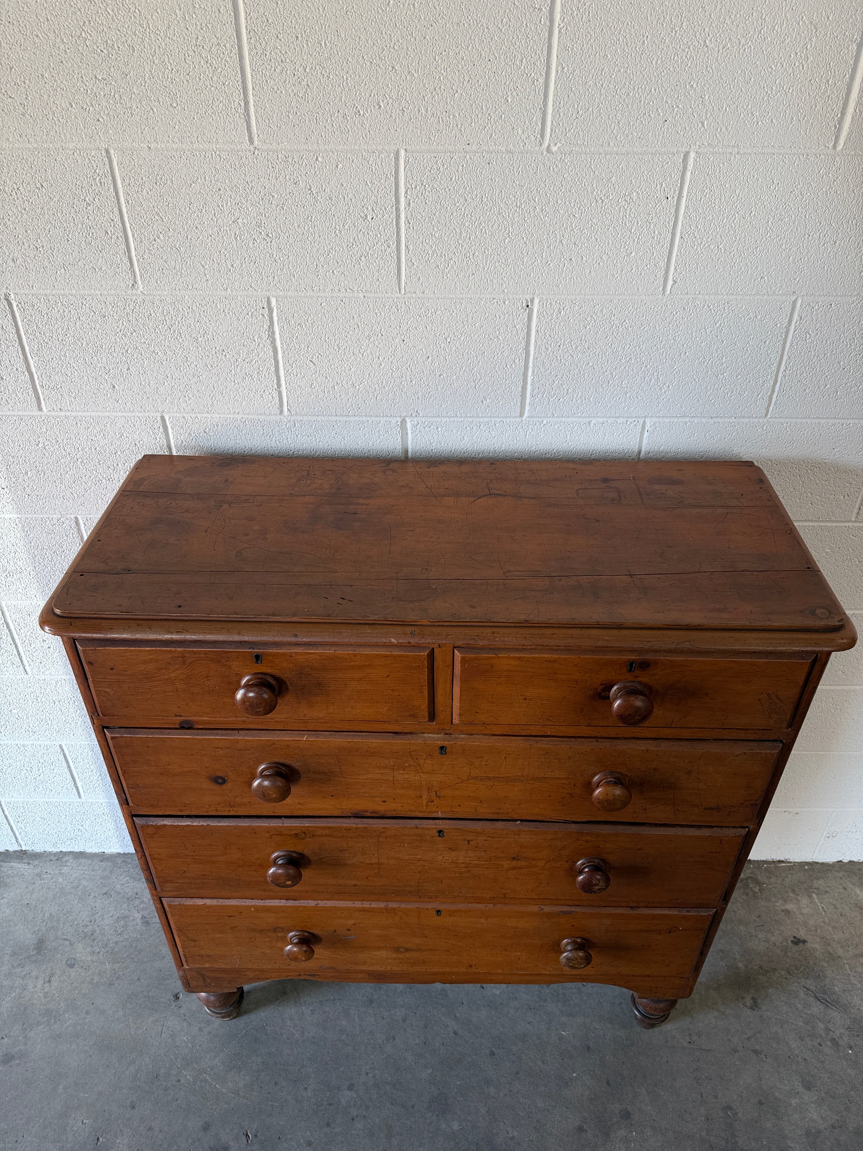 Antique English pine chest of drawers