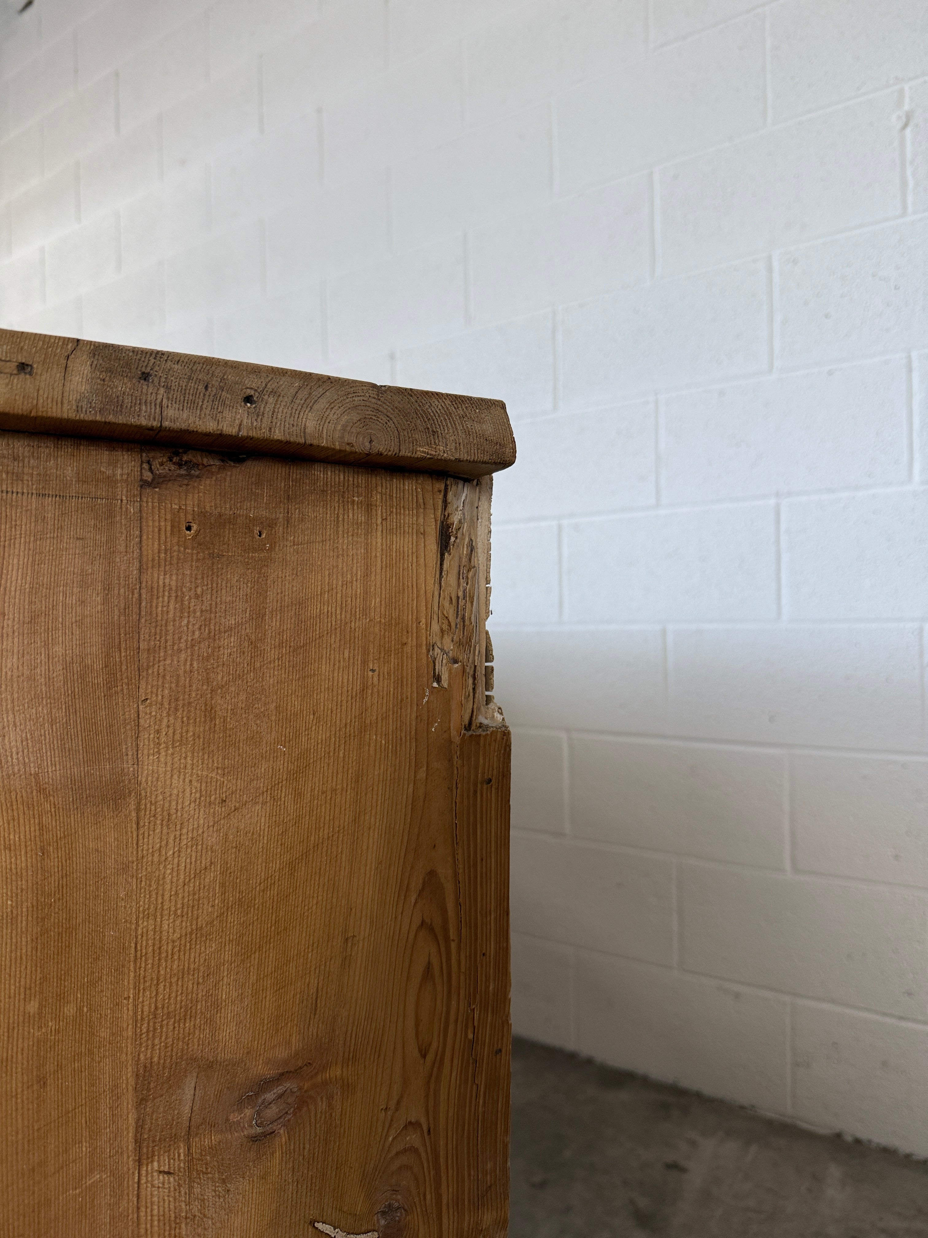 Simple antique pine sideboard with four doors