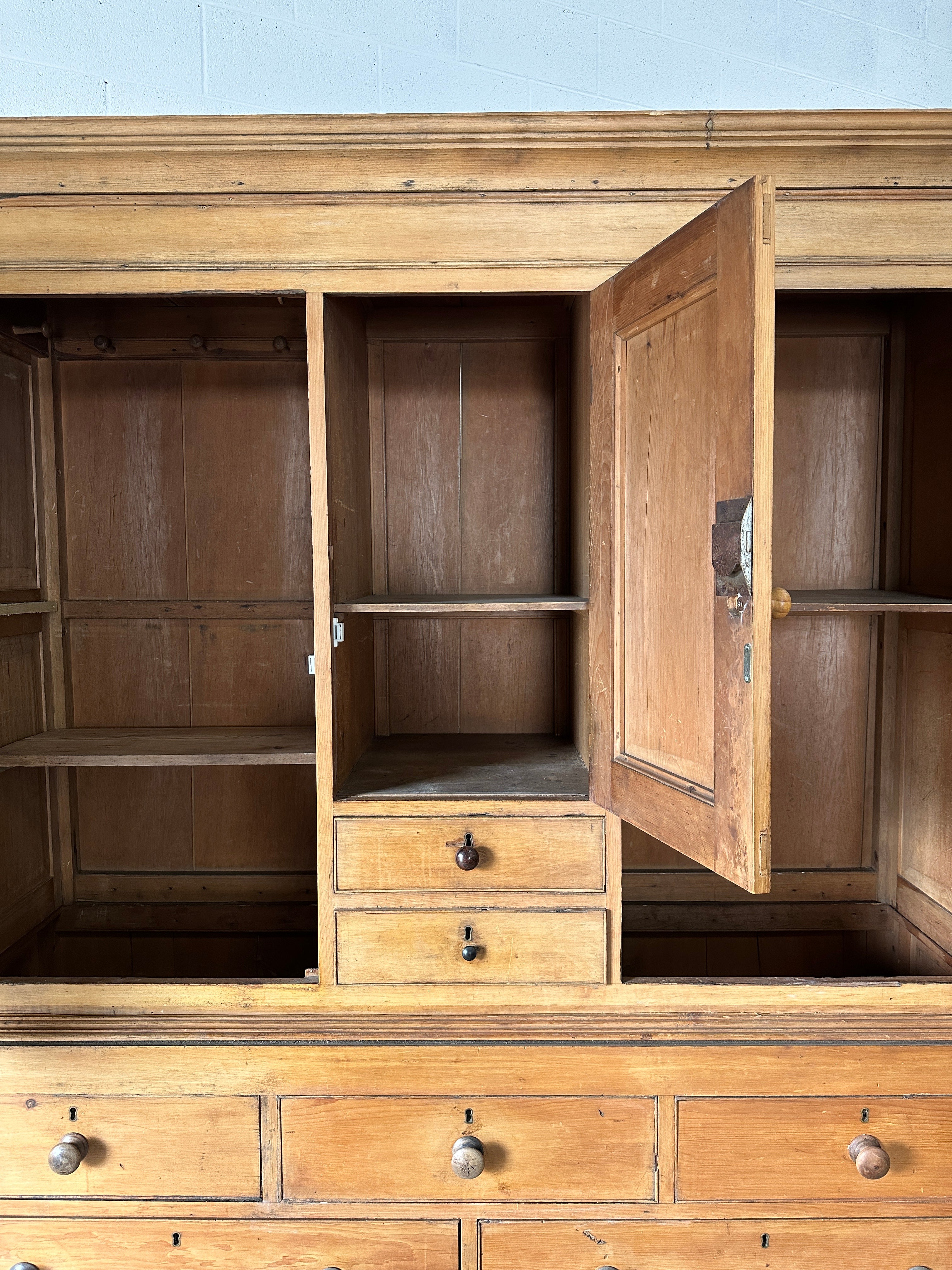 Antique Pine Gothic Housekeepers Cupboard