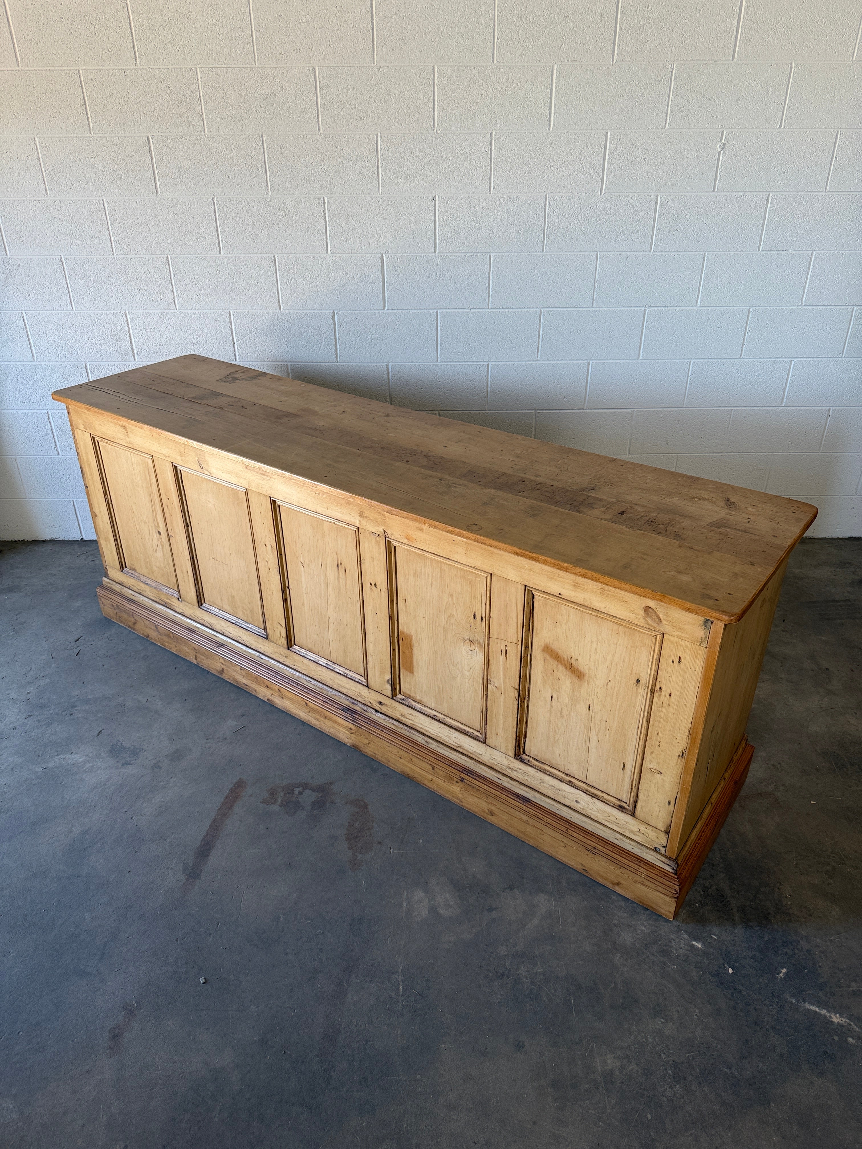 Victorian era English pine shop counter