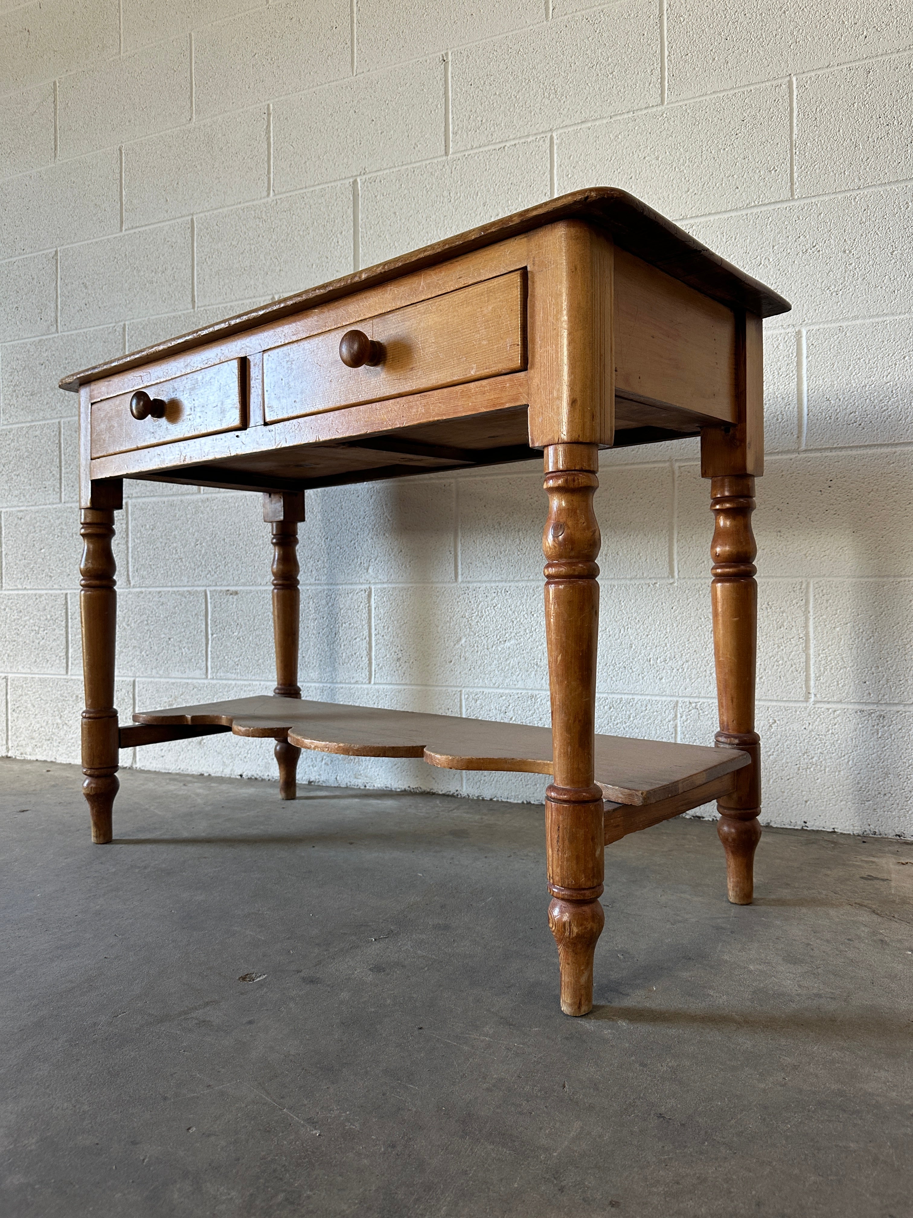 Antique English Pine Side table or Washstand