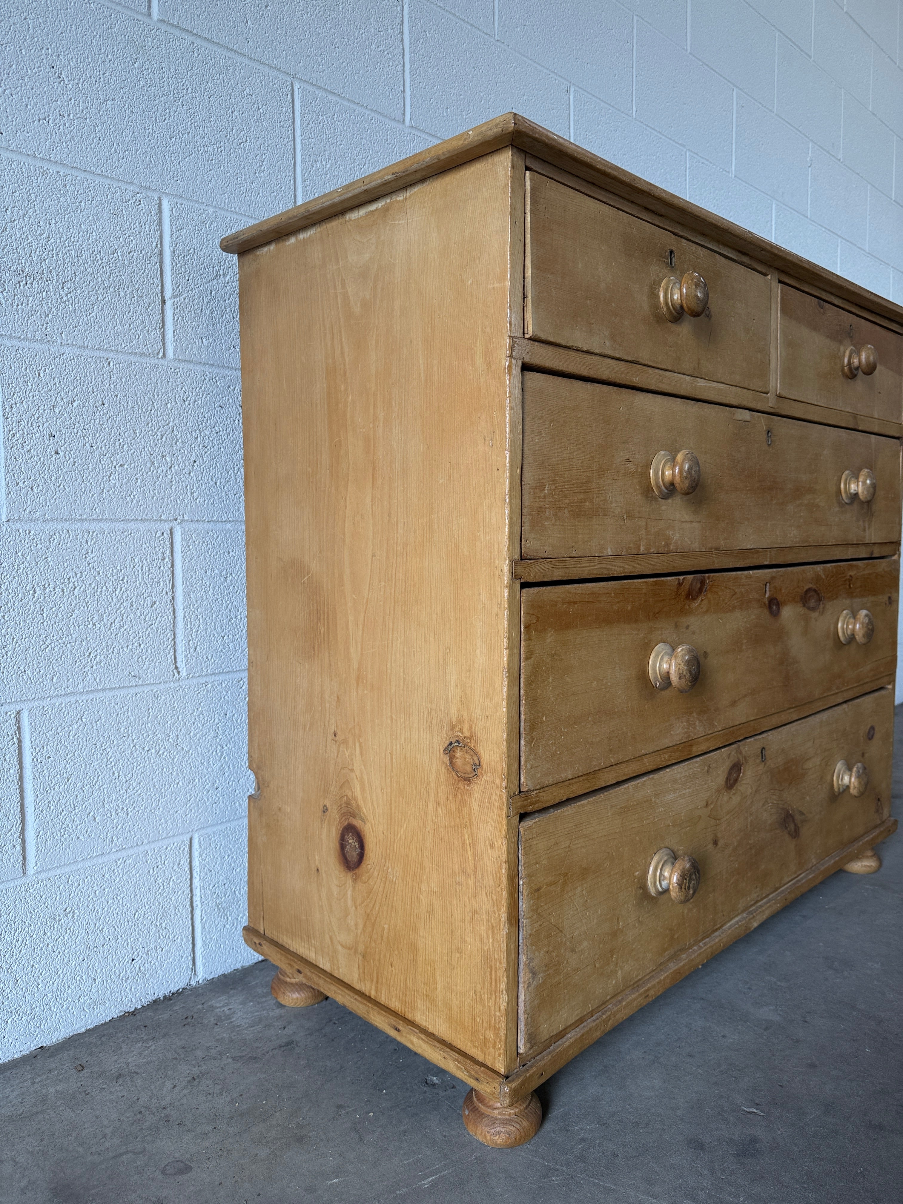 Antique English pine dresser or chest of drawers