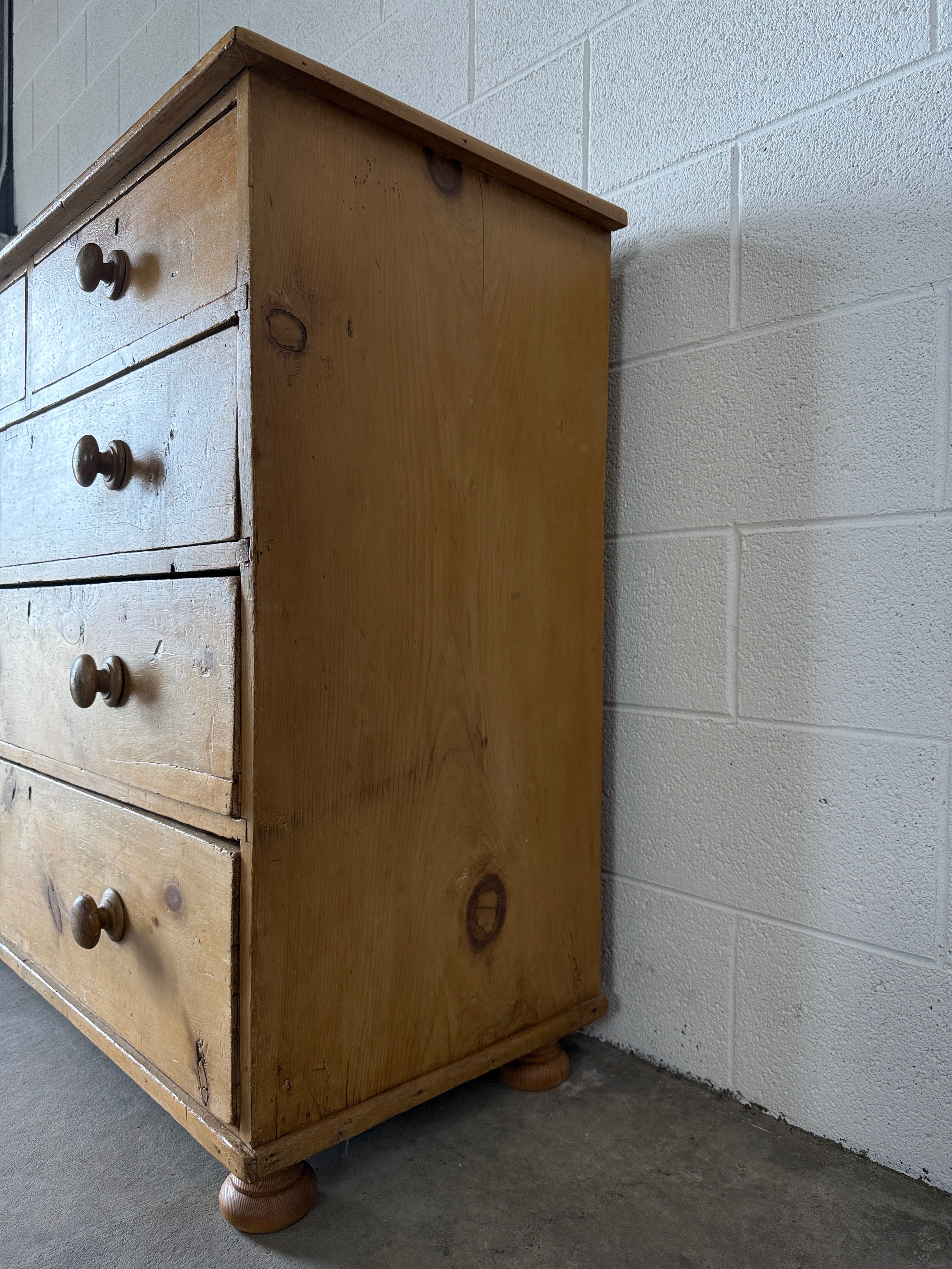 Antique English pine dresser or chest of drawers