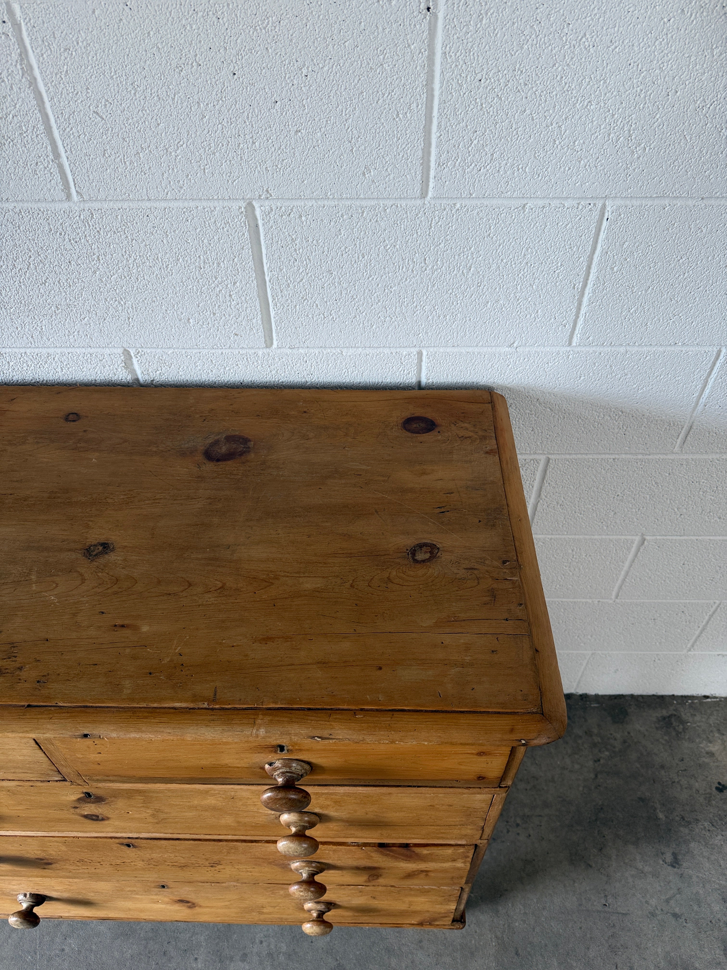 Antique English Pine dresser, two over three chest of drawers