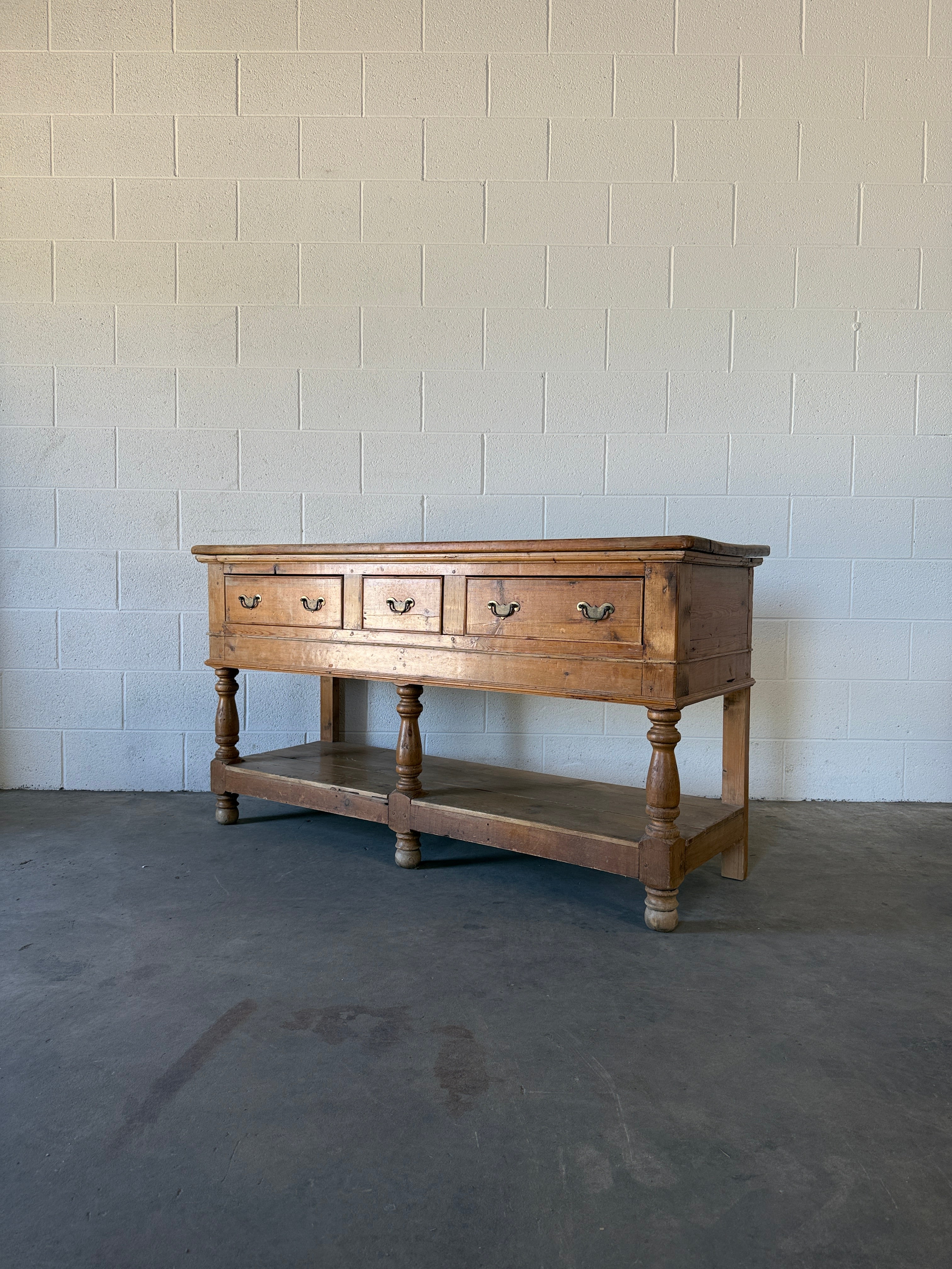 Antique pine sideboard with drop handles