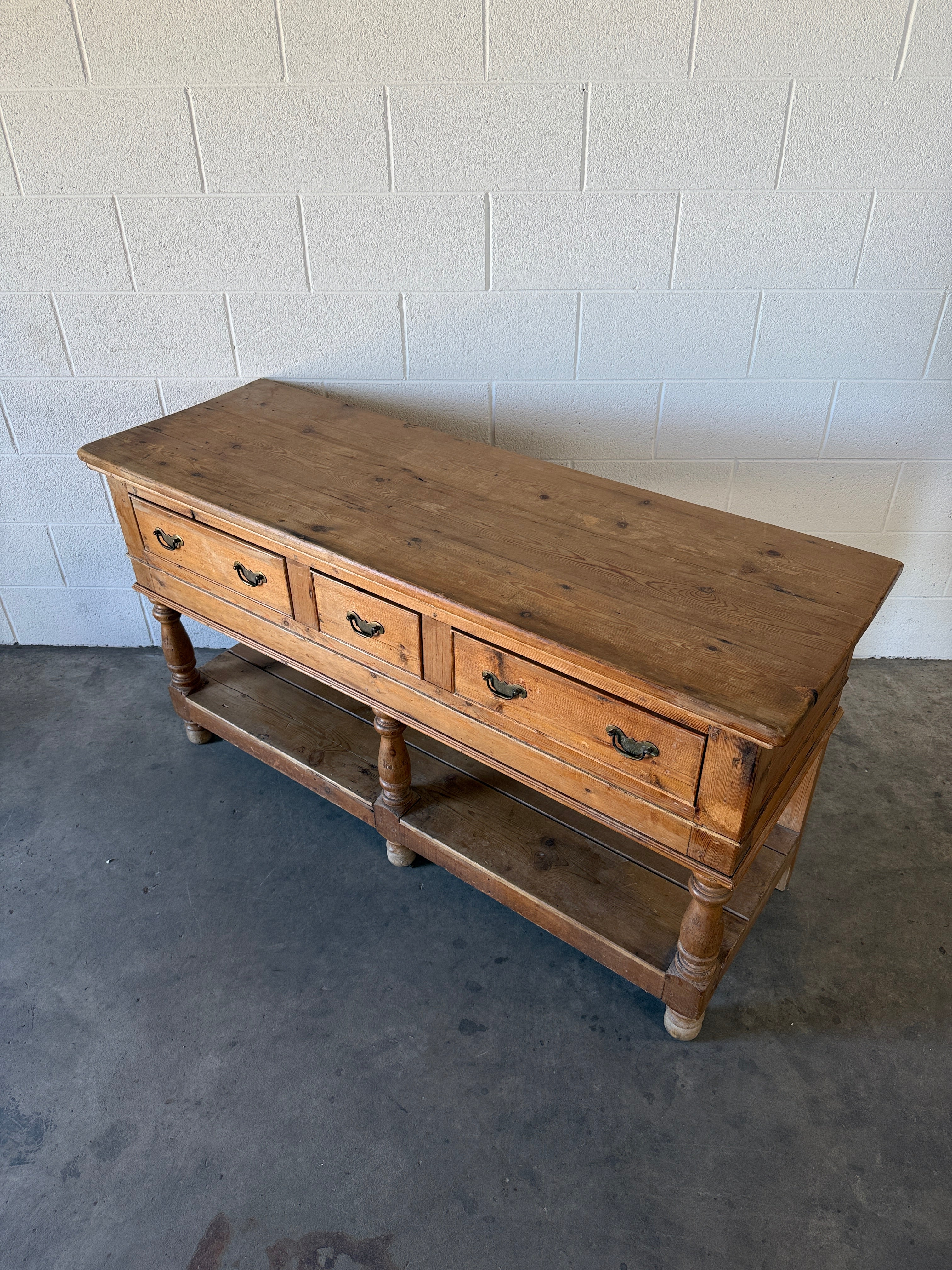 Antique pine sideboard with drop handles