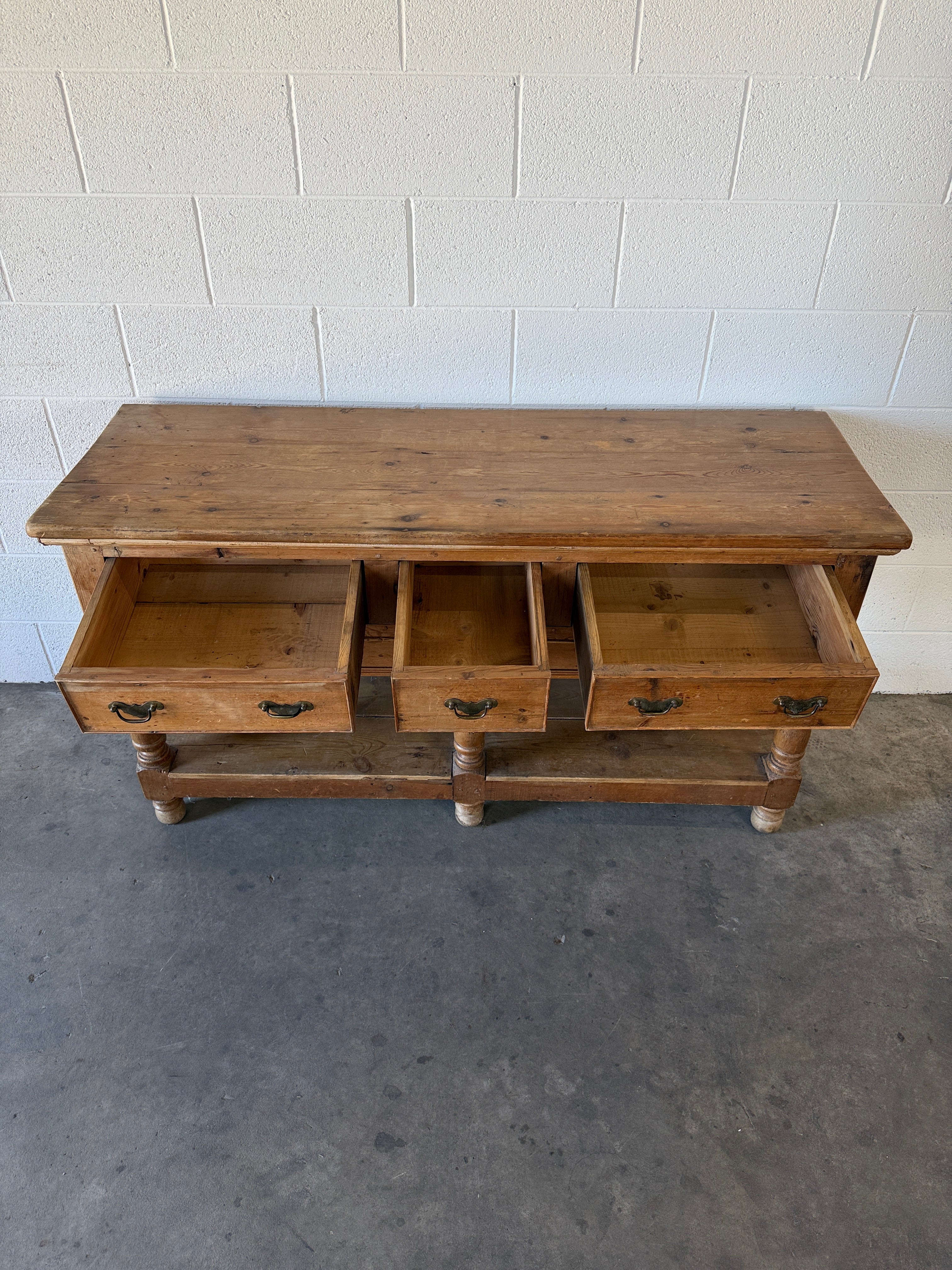 Antique pine sideboard with drop handles