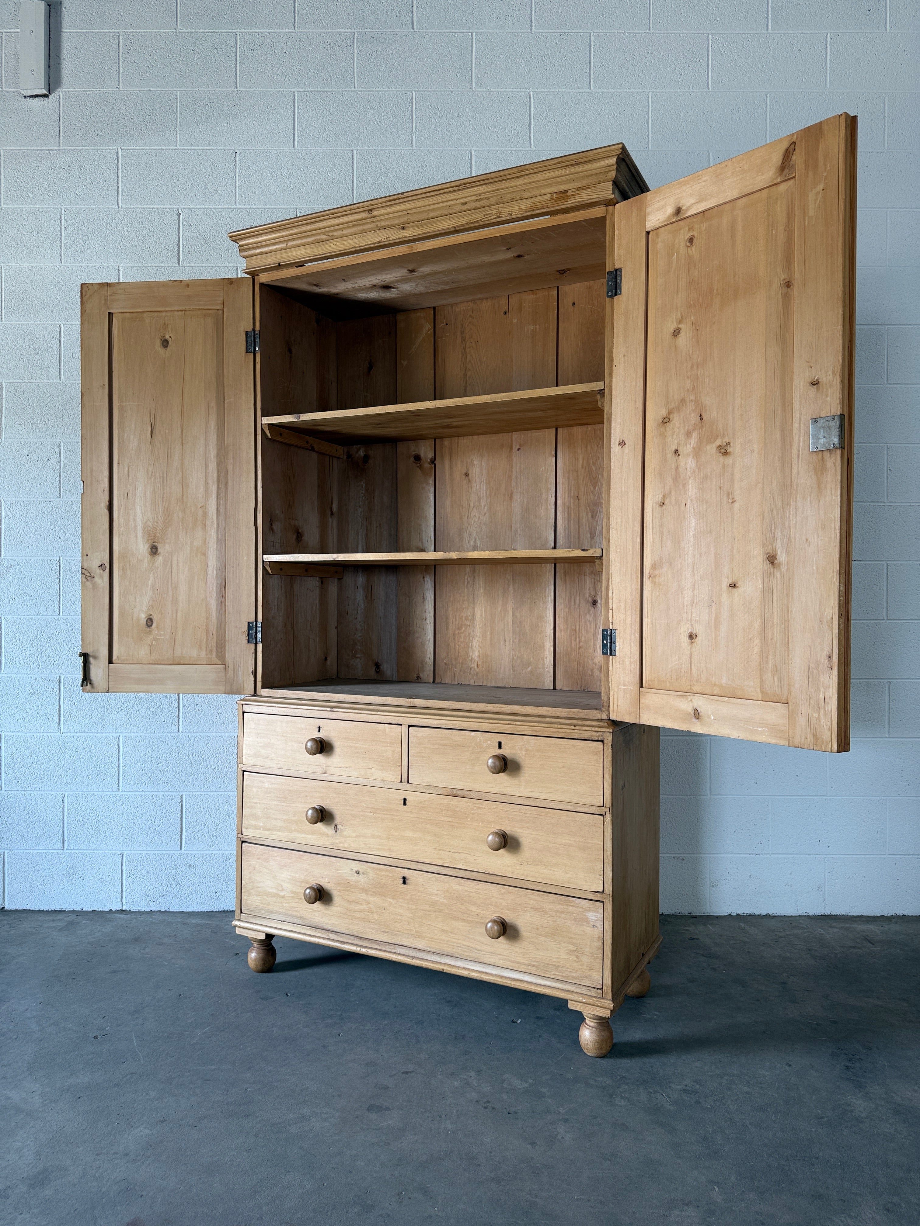 Victorian pine linen press