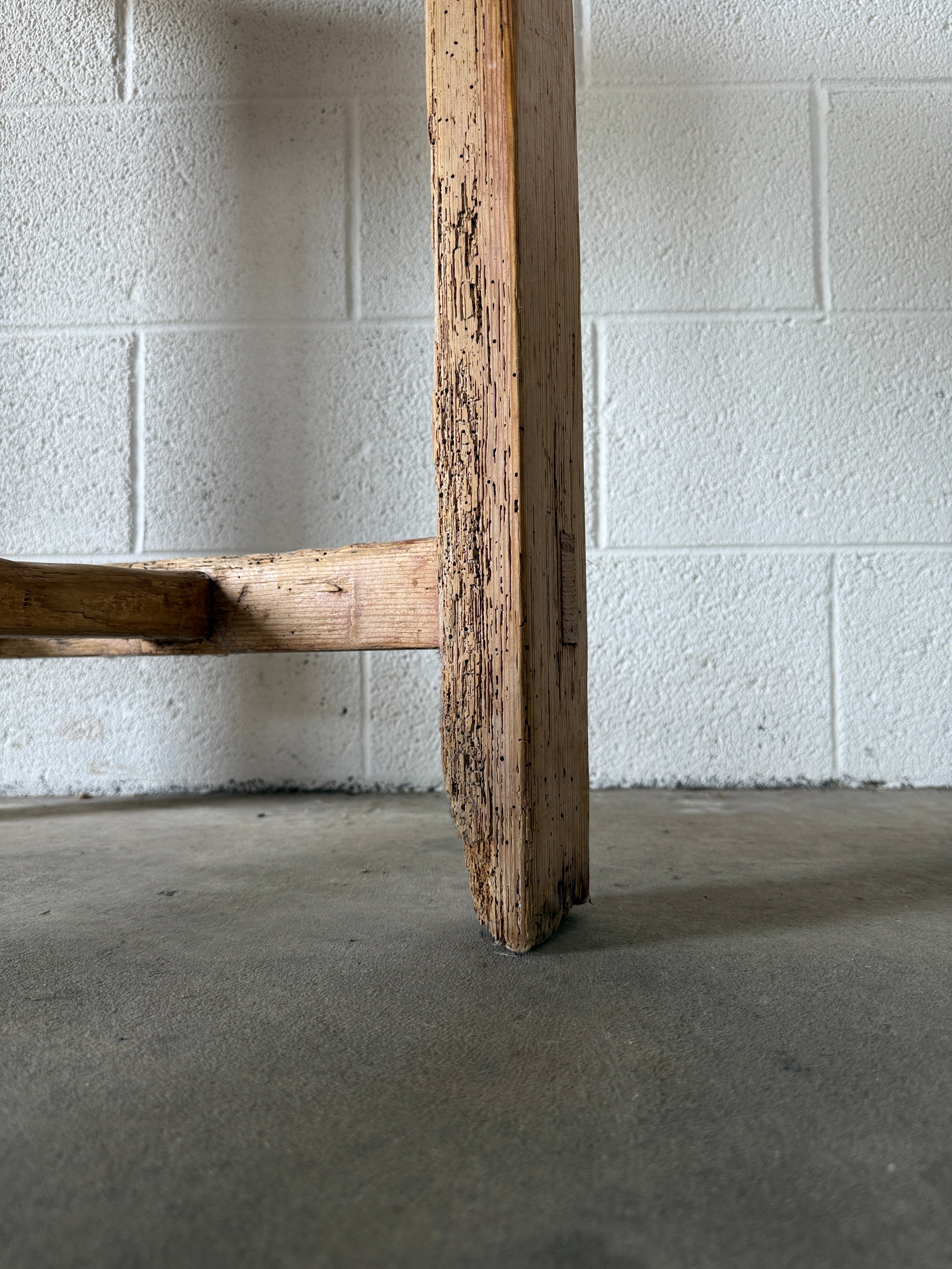 Irish pine prep table with double stretcher