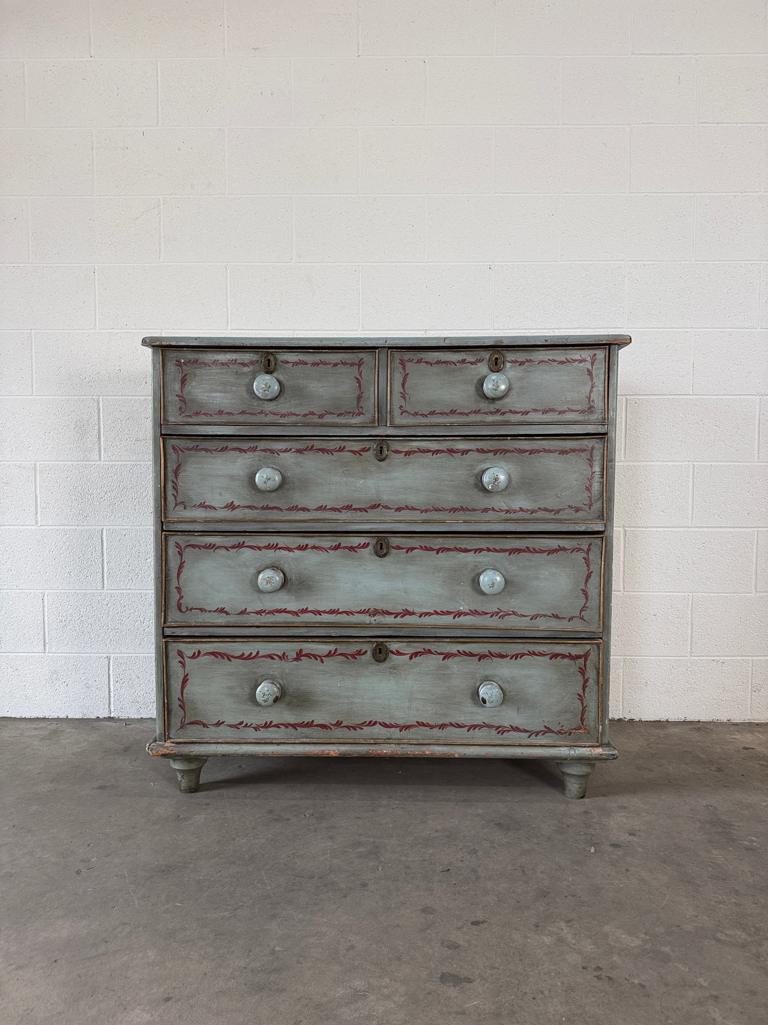 Blue Painted Georgian Pine Drawers