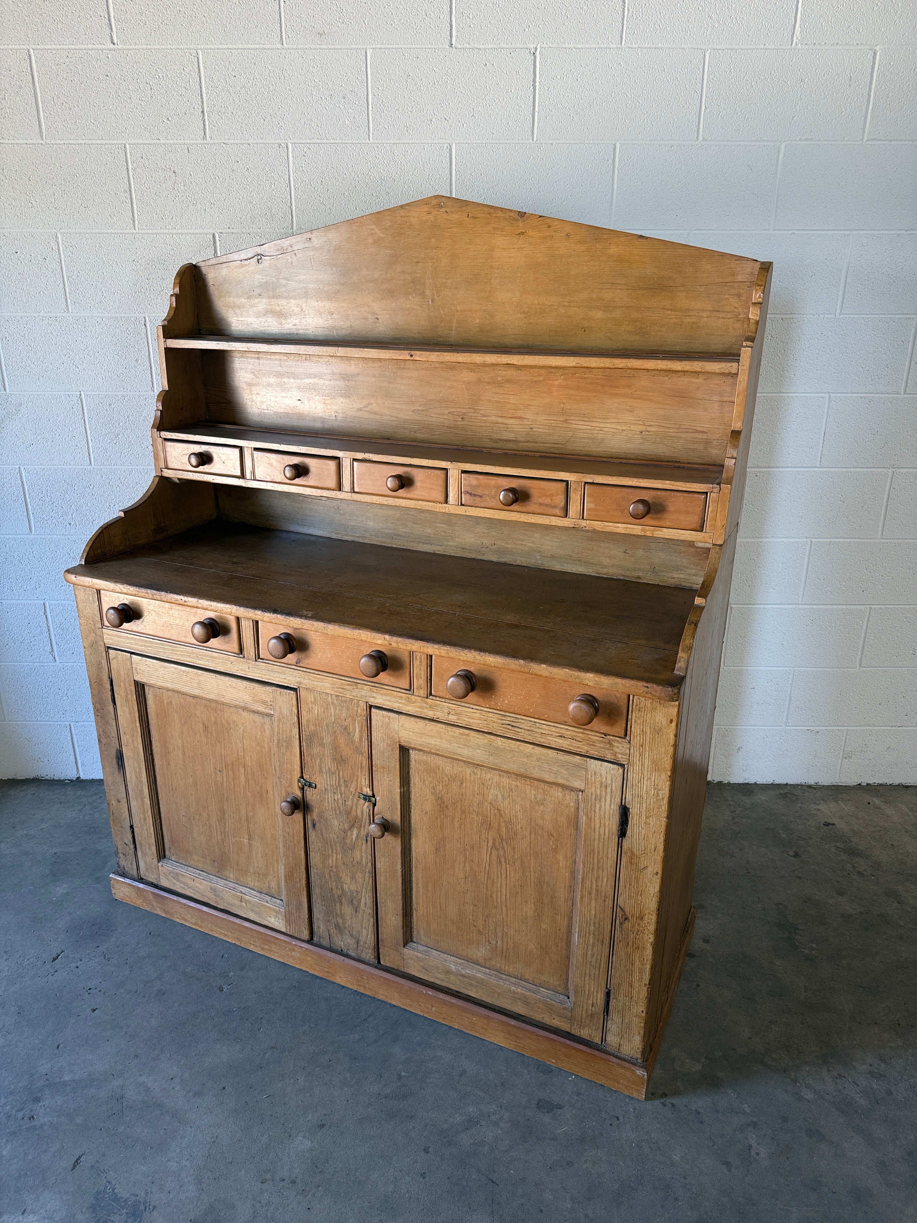 Antique Pine Sideboard with top rack