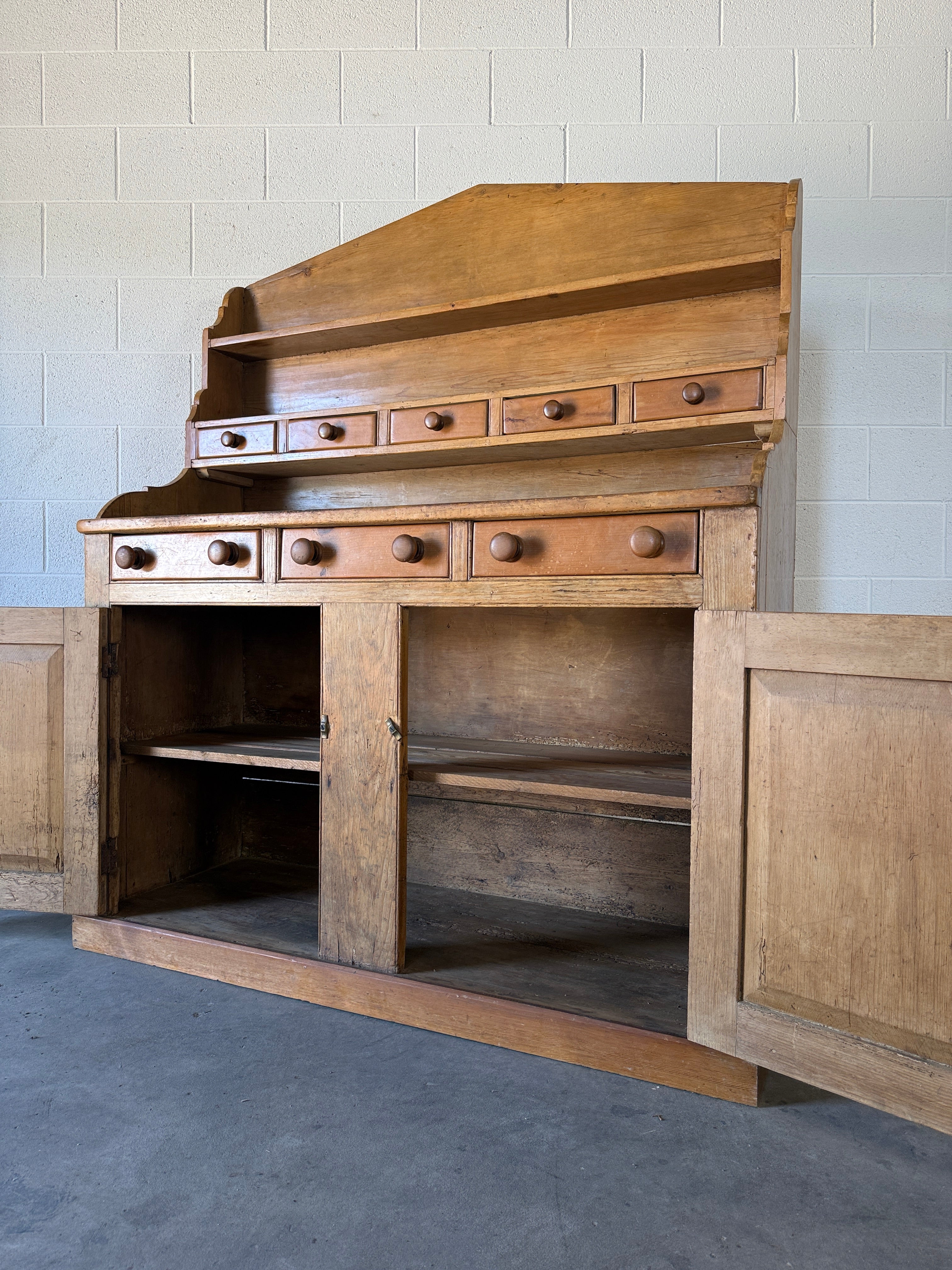 Antique Pine Sideboard with top rack