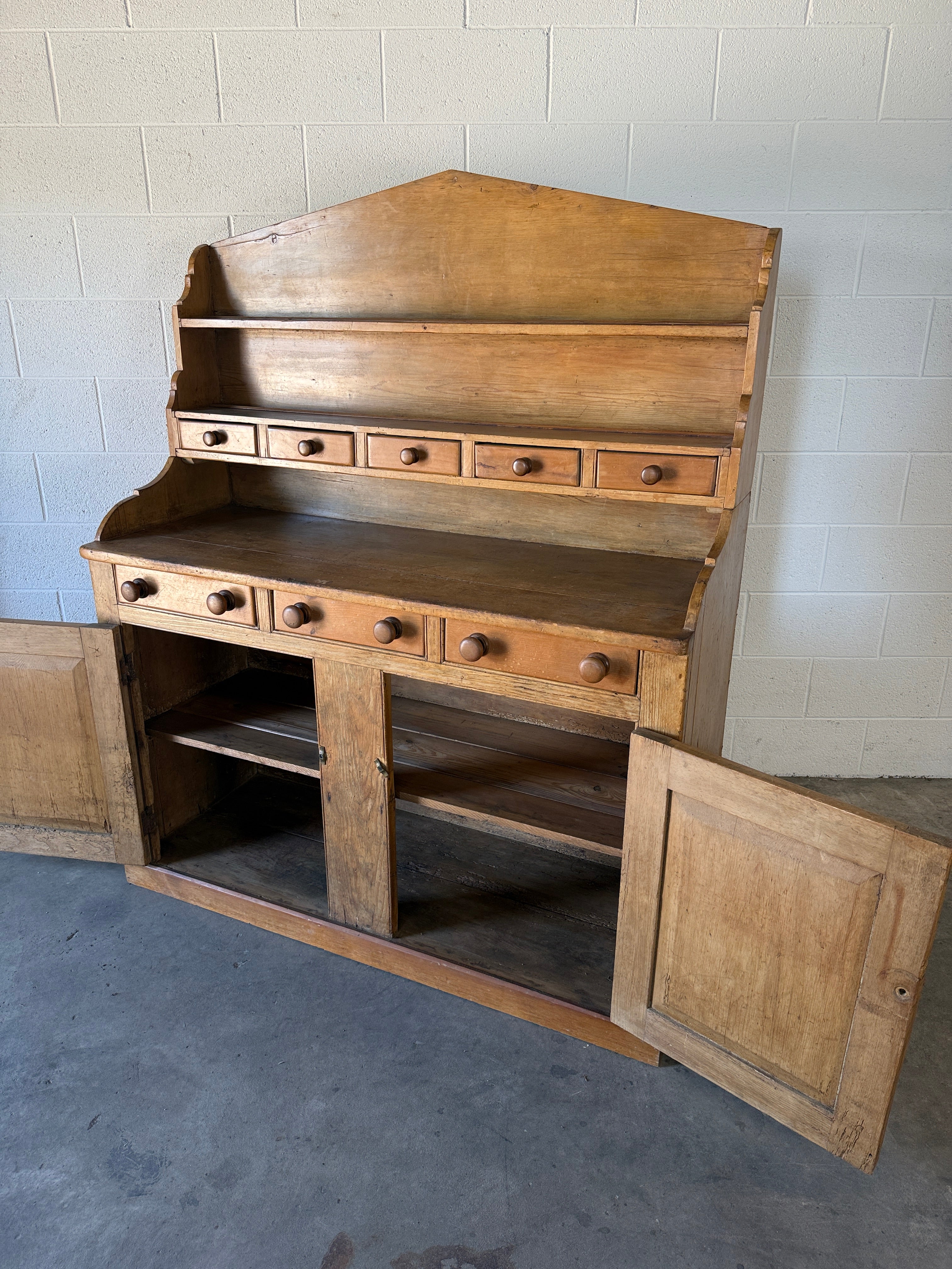 Antique Pine Sideboard with top rack