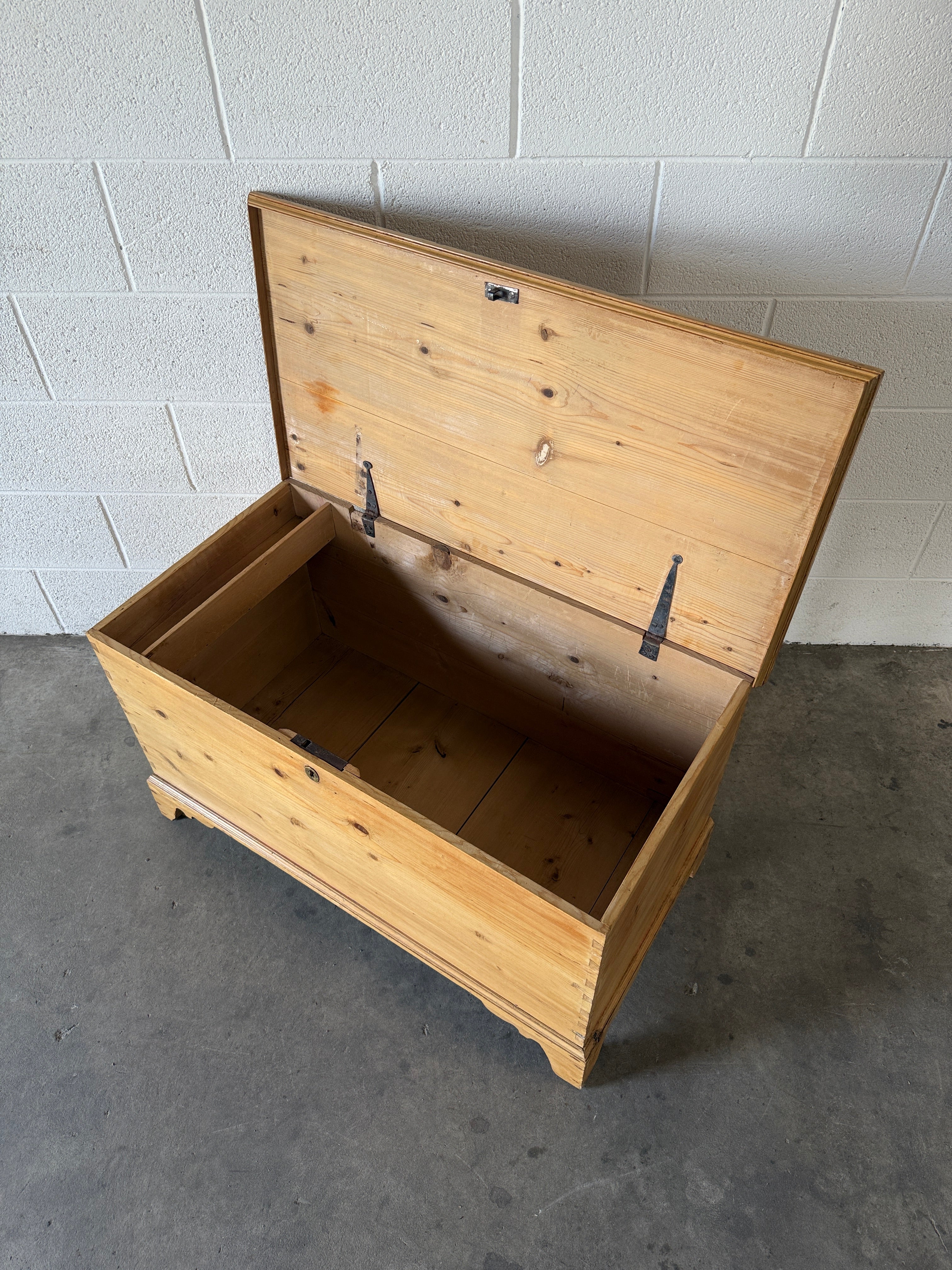 Antique Pine Blanket Box with Bracket Feet
