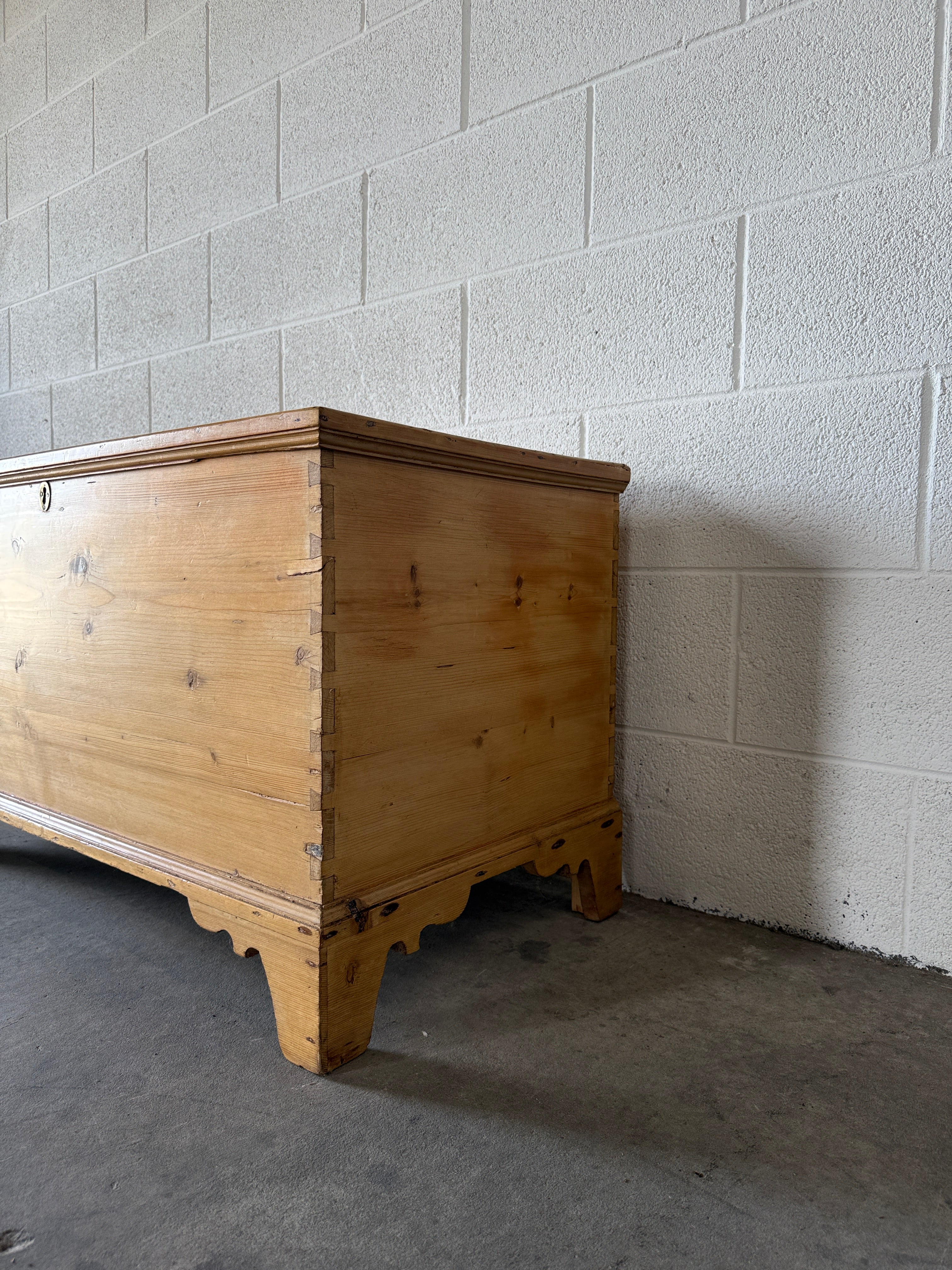 Antique Pine Blanket Box with Bracket Feet