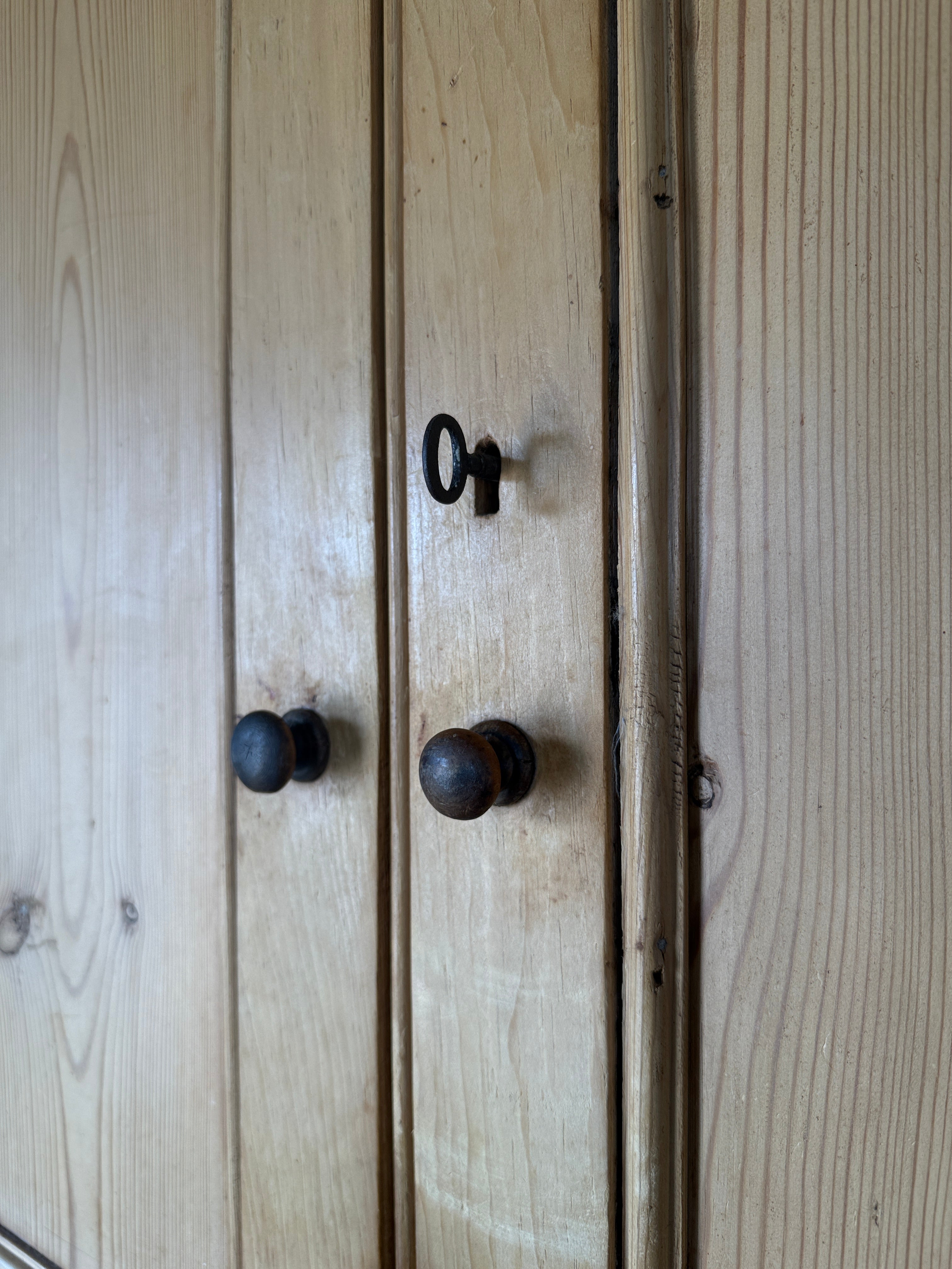 Victorian Pine Linen Press with Working Key