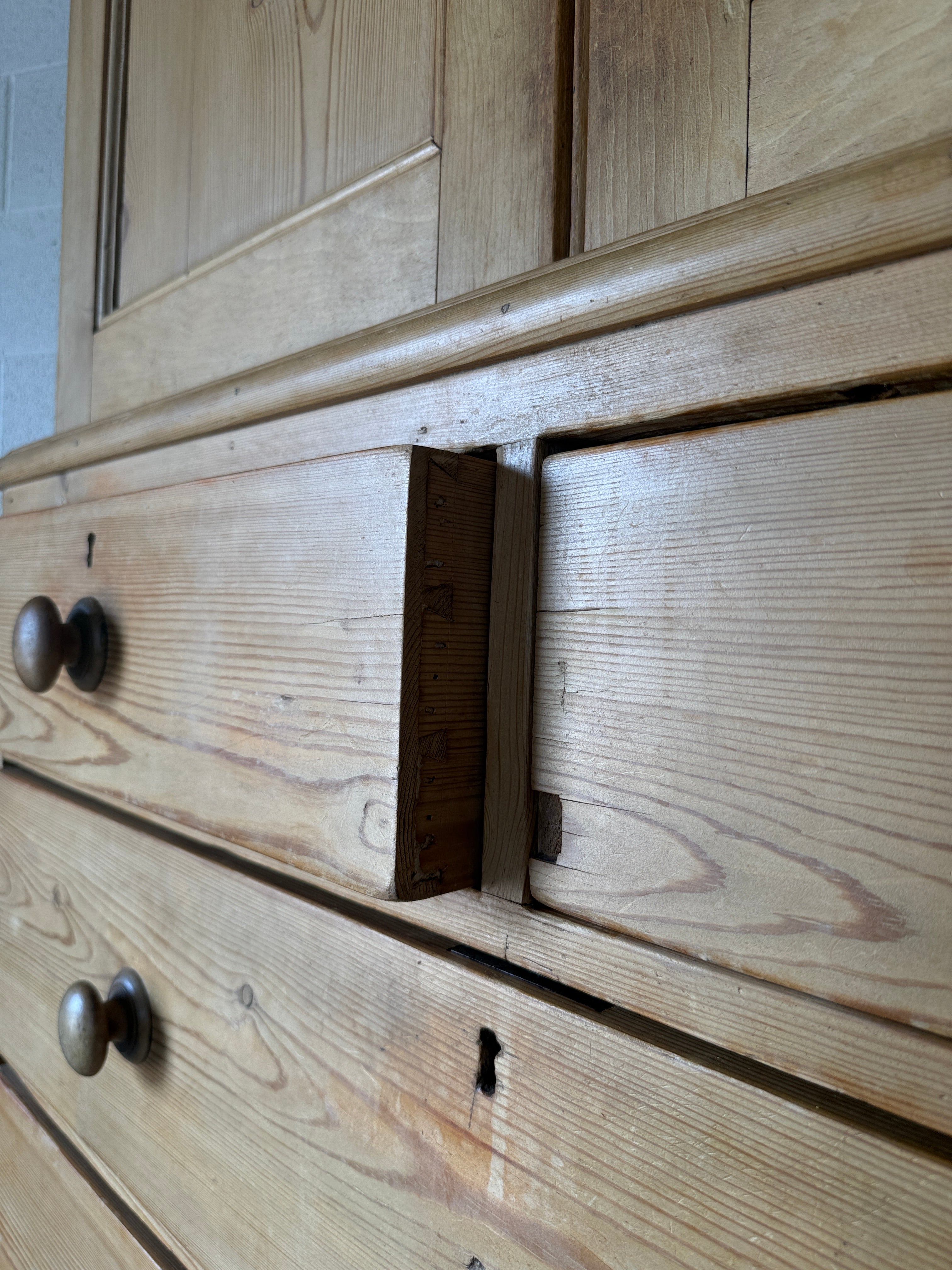 Victorian Pine Linen Press with Working Key
