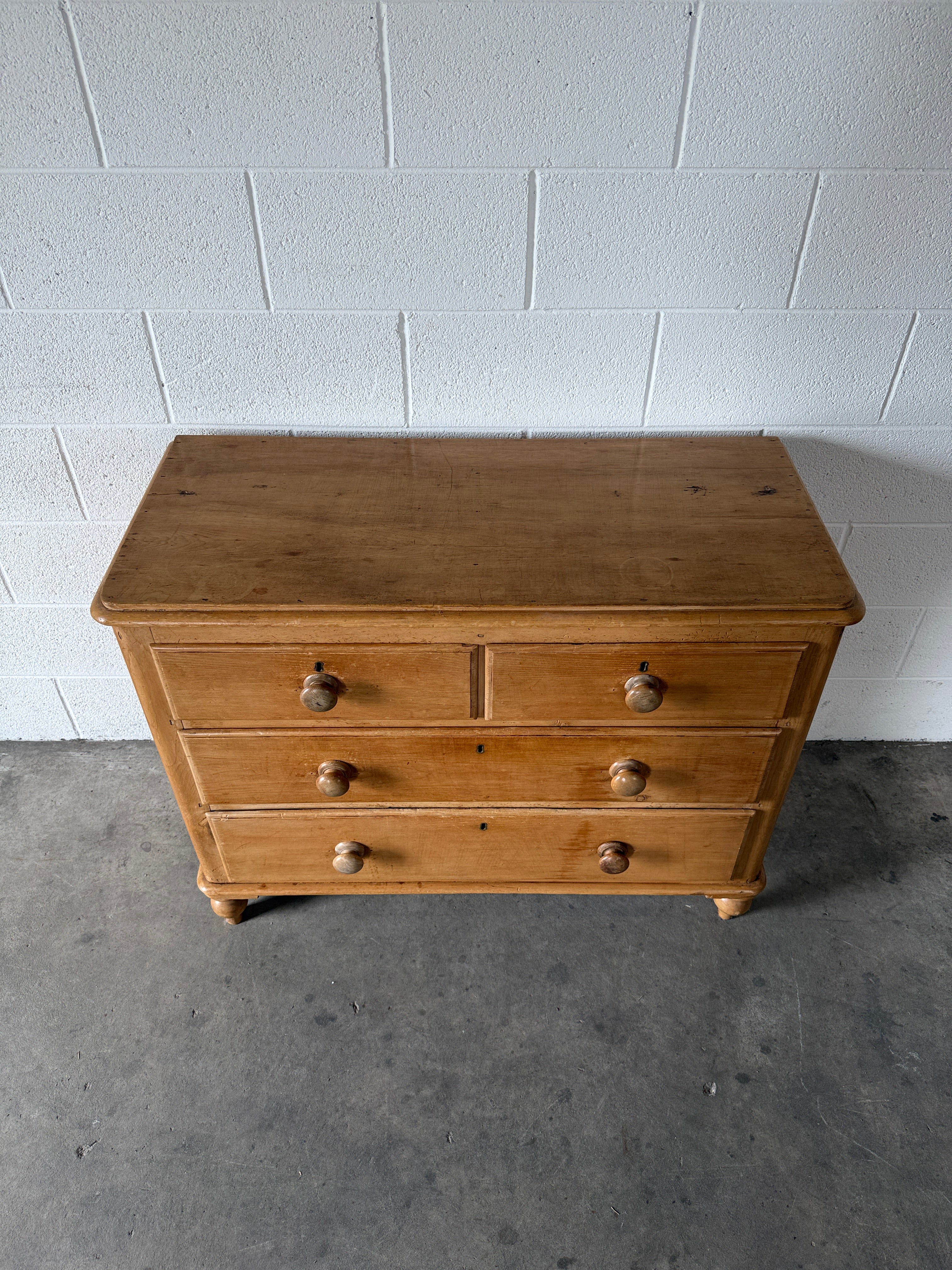 Darling Two over Two Antique Chest of Pine Drawers