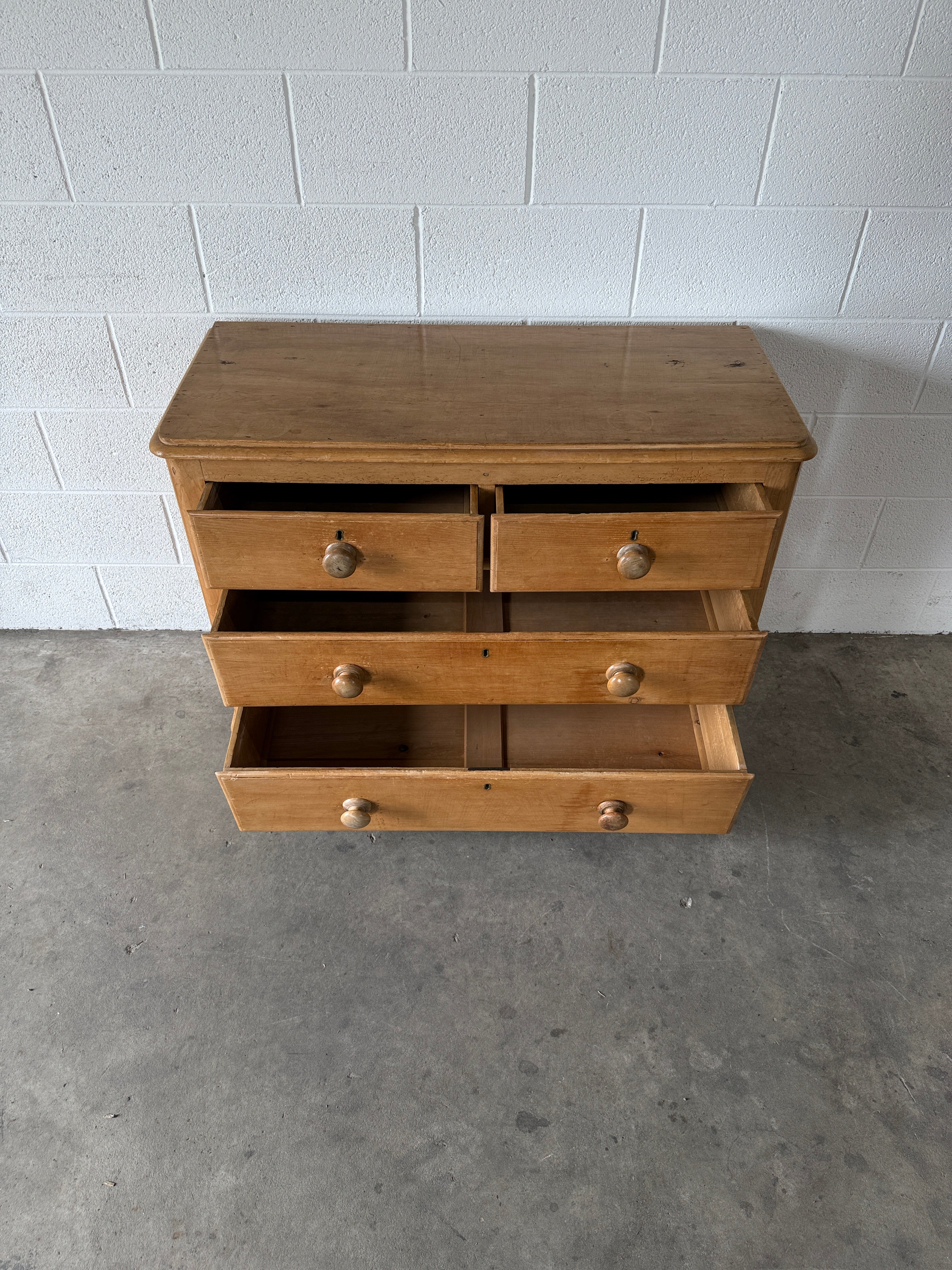 Darling Two over Two Antique Chest of Pine Drawers