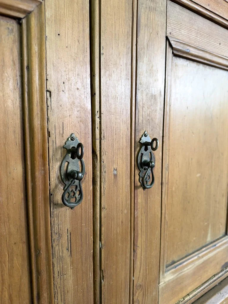 Mid-sized antique English pine kitchen hutch