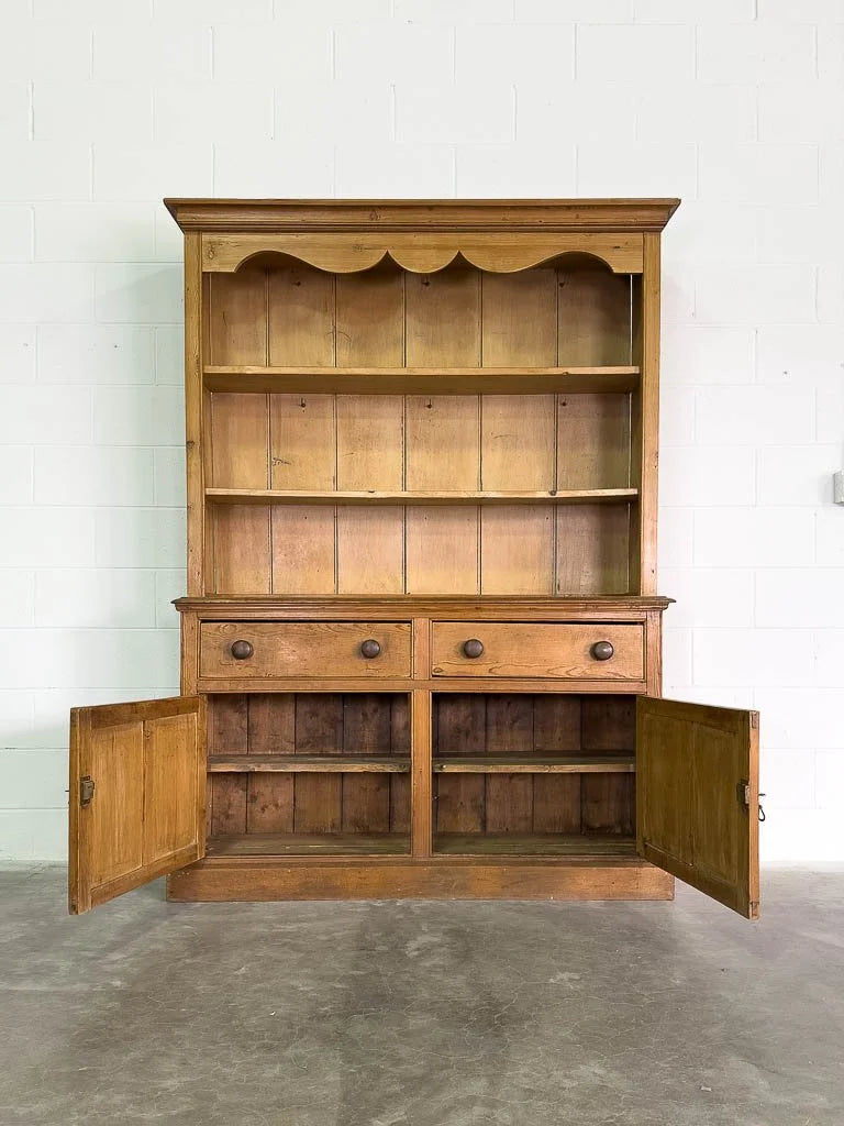 Mid-sized antique English pine kitchen hutch