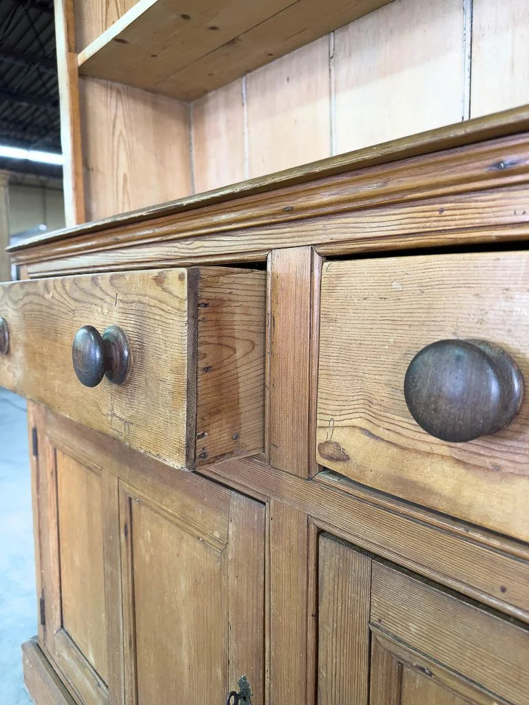Mid-sized antique English pine kitchen hutch