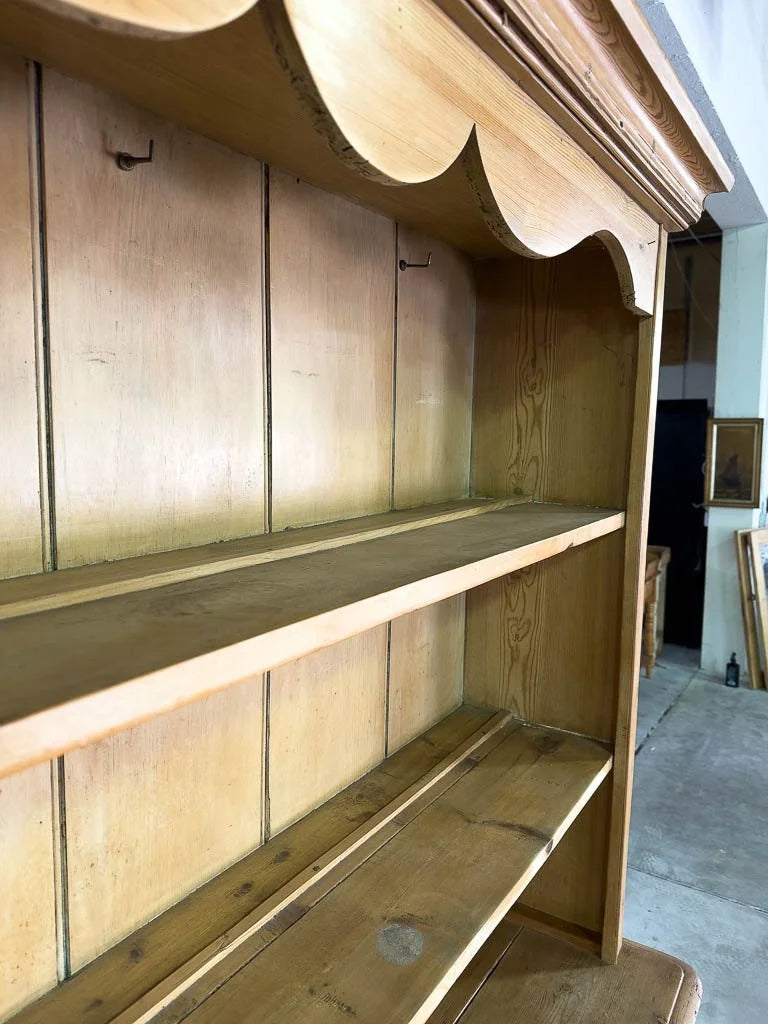Mid-sized antique English pine kitchen hutch