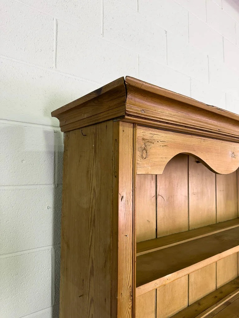 Mid-sized antique English pine kitchen hutch