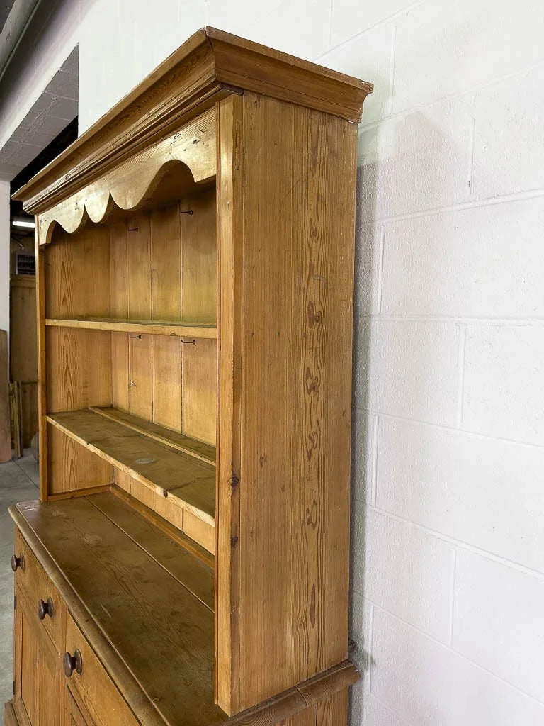 Mid-sized antique English pine kitchen hutch