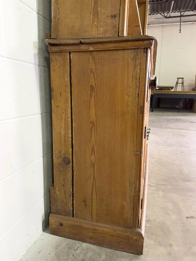 Mid-sized antique English pine kitchen hutch