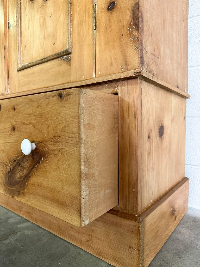Simple antique pine wardrobe