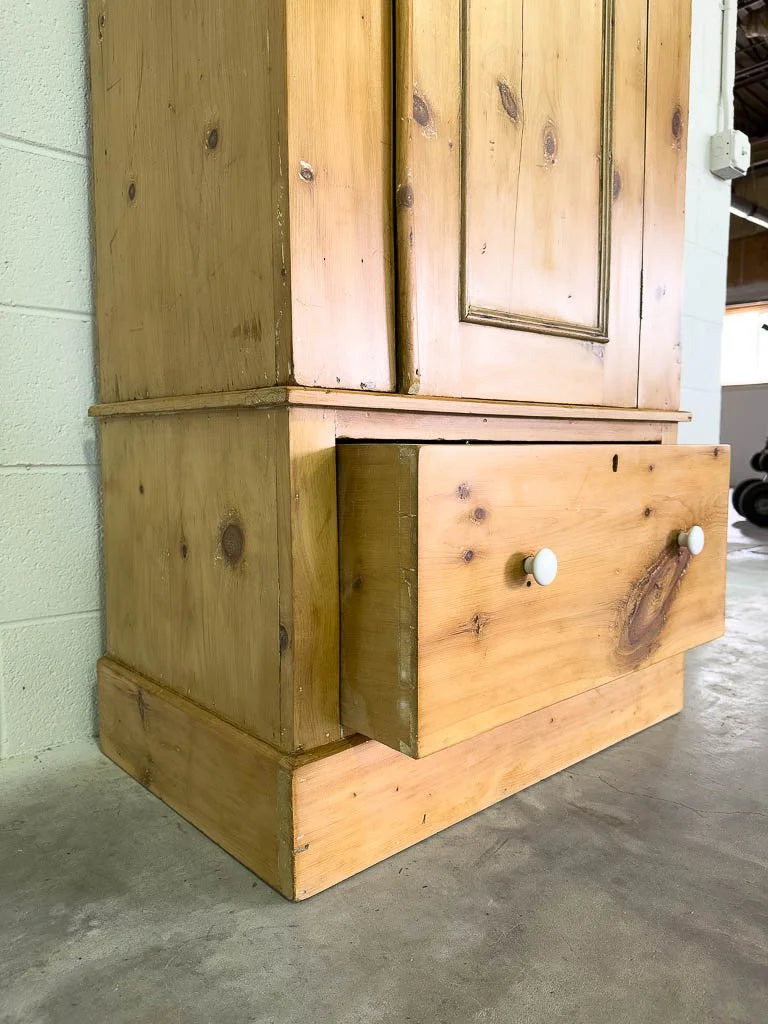 Simple antique pine wardrobe