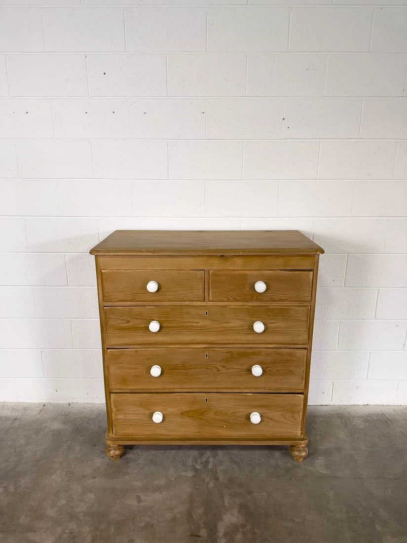 Substantial set of antique English pine drawers