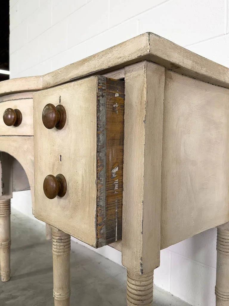 Antique European console table with wooden knobs