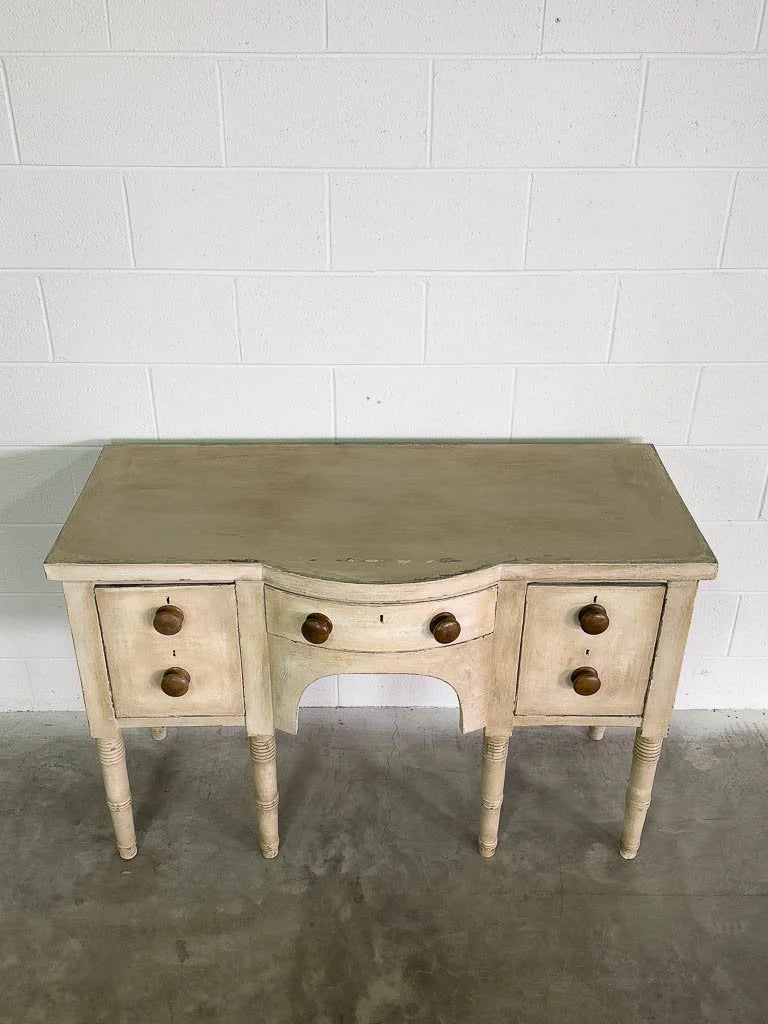 Antique European console table with wooden knobs