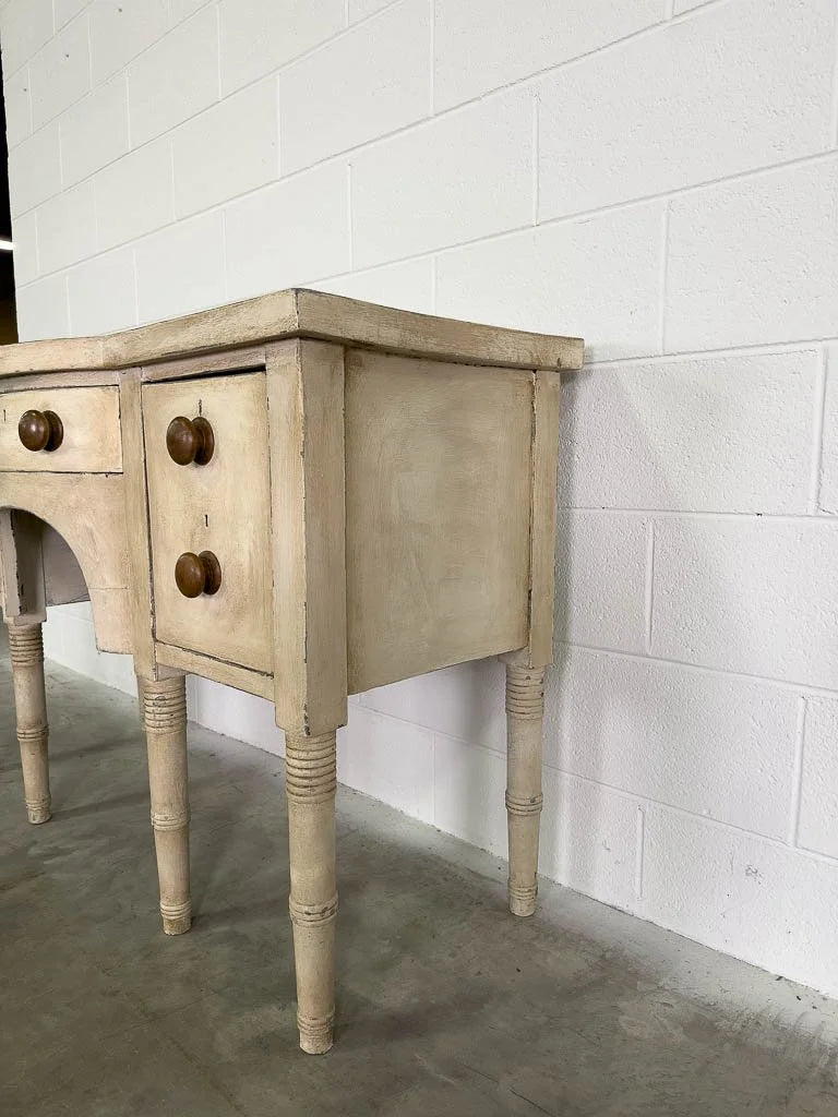 Antique European console table with wooden knobs