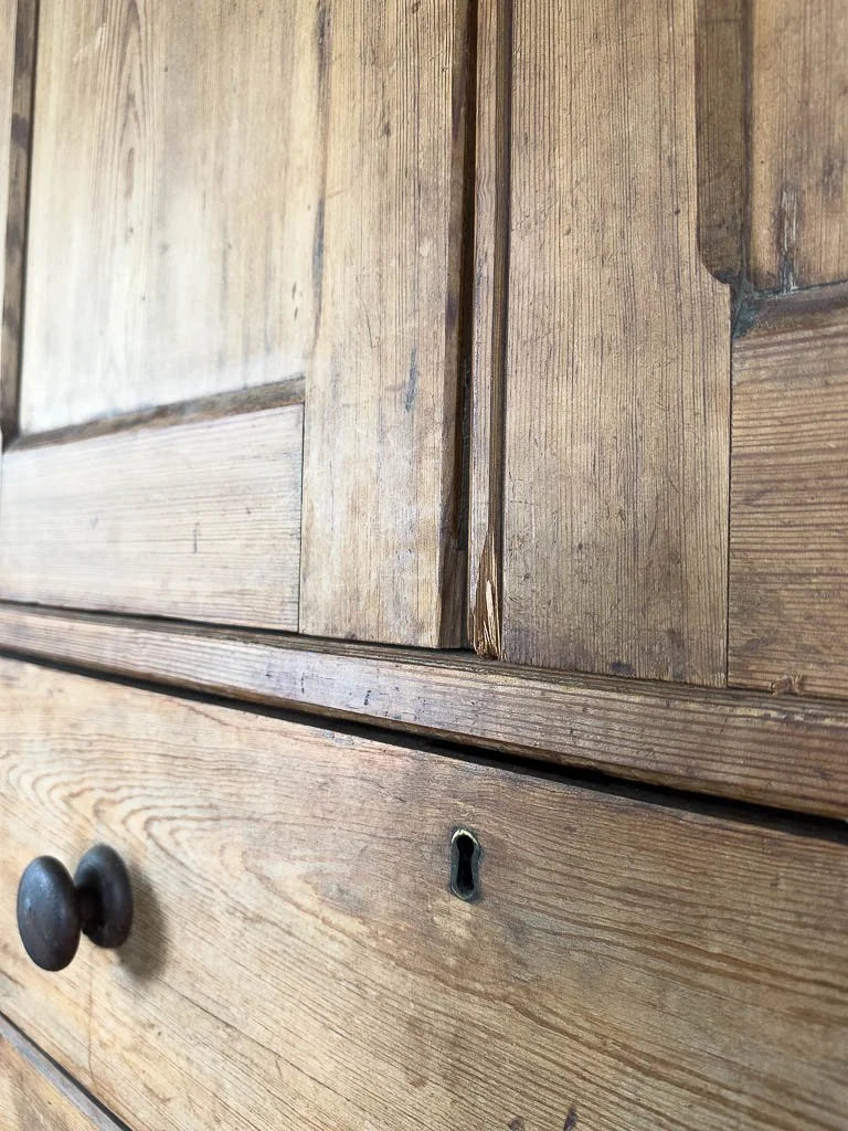 Rustic English pine housekeeper’s cupboard