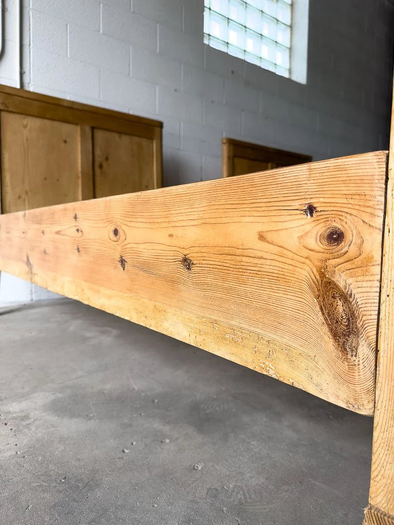 Pair of antique pine sleigh beds