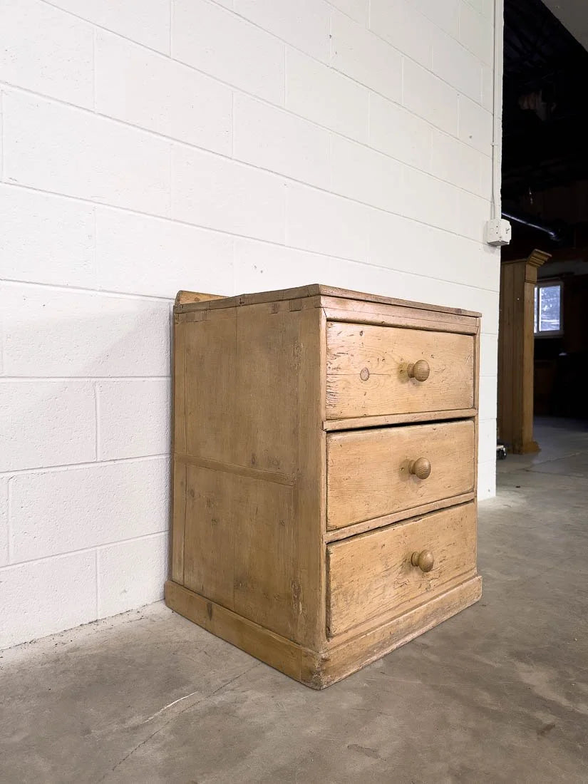 Small set of three antique English pine drawers