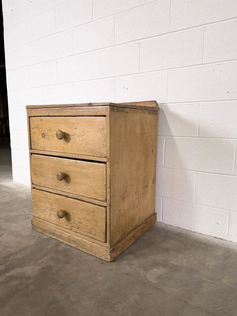 Small set of three antique English pine drawers
