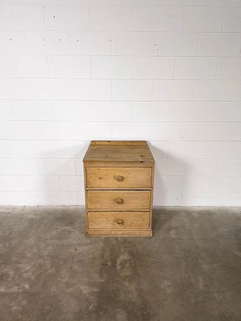 Small set of three antique English pine drawers
