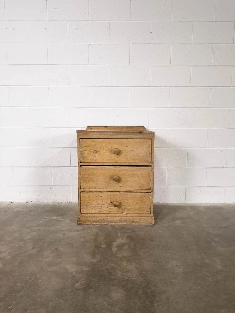 Small set of three antique English pine drawers
