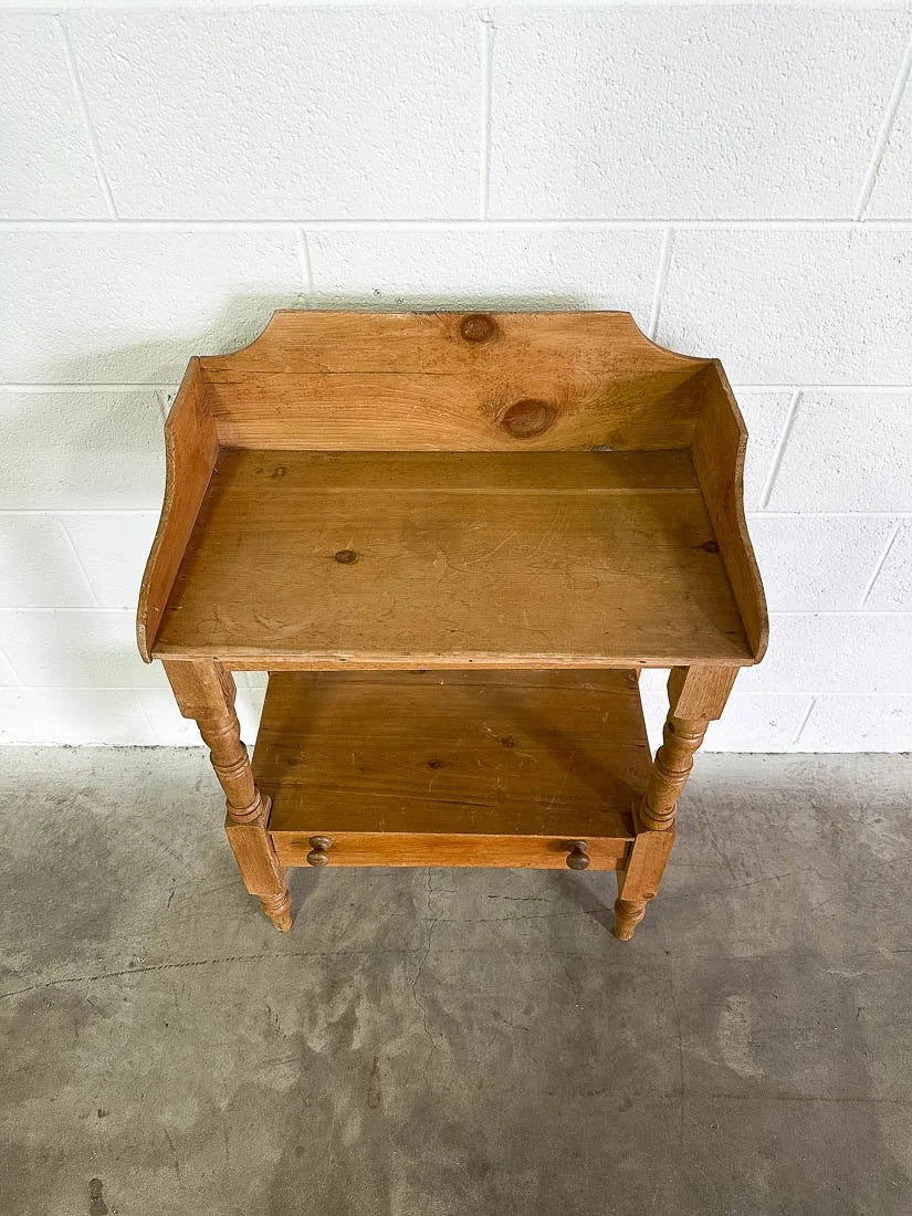 Petite English pine washstand with a drawer