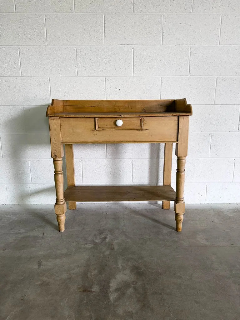 Antique English pine washstand with drawer
