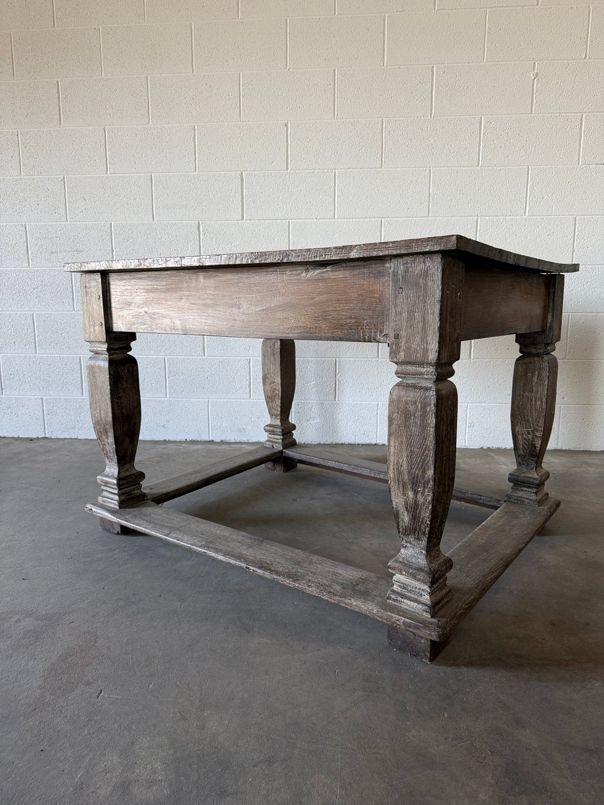 Antique Belgian or Flemish limed oak table - House on Horizon