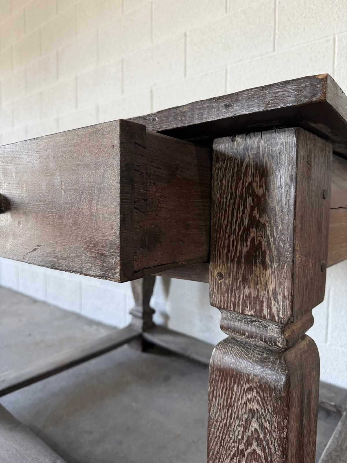 Antique Belgian or Flemish limed oak table - House on Horizon
